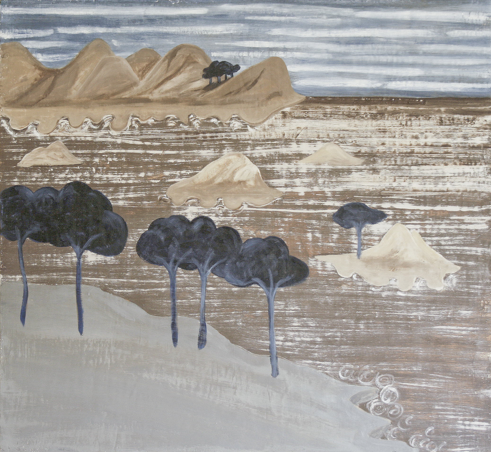 Landscape after the Master of the Judgement of Paris, 2007, 65x60cm, oil and pigment on gesso panel