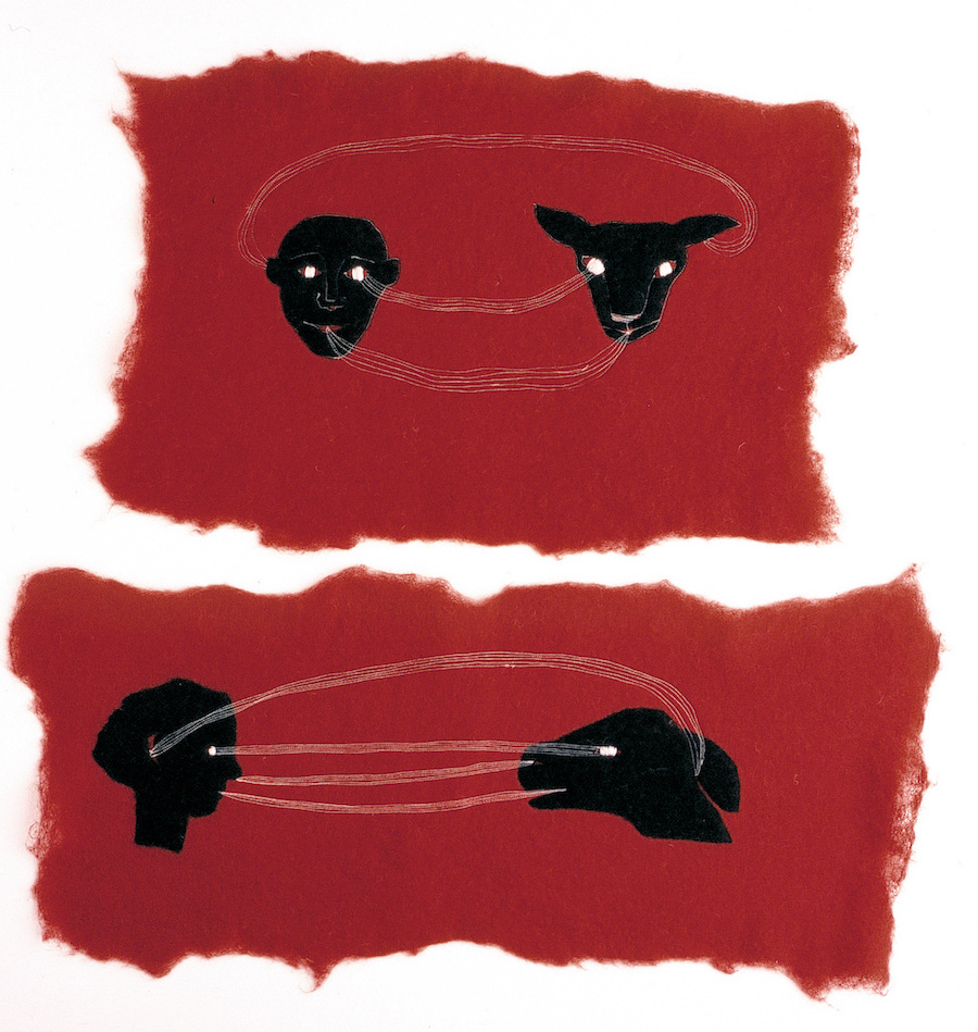 Commuinication, 70cm b x 49cm h, Feltpiece handfelted wool