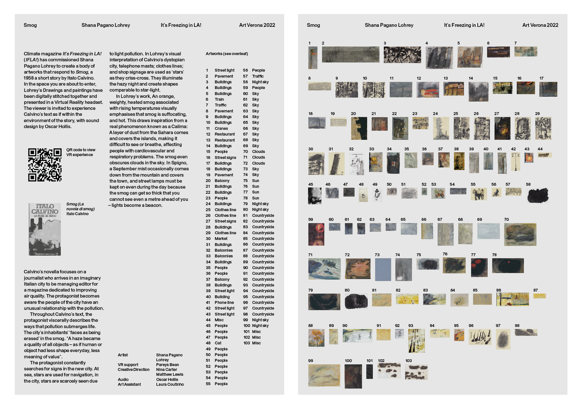 Printed matter cataloguing artworks by Shana Pagano Lohrey - Smog at ArtVerona 2022