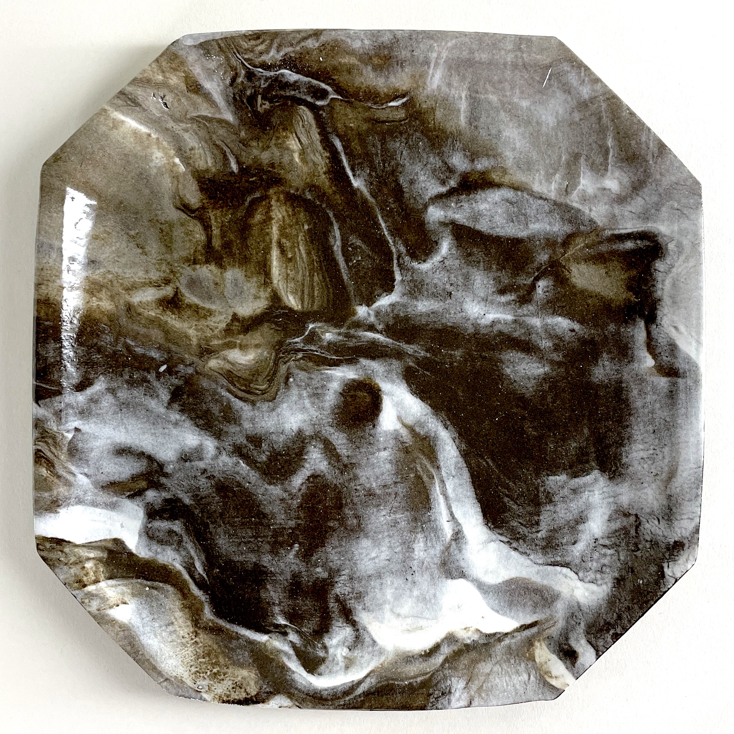 Medium Marbled Octogonal Plate [$120]