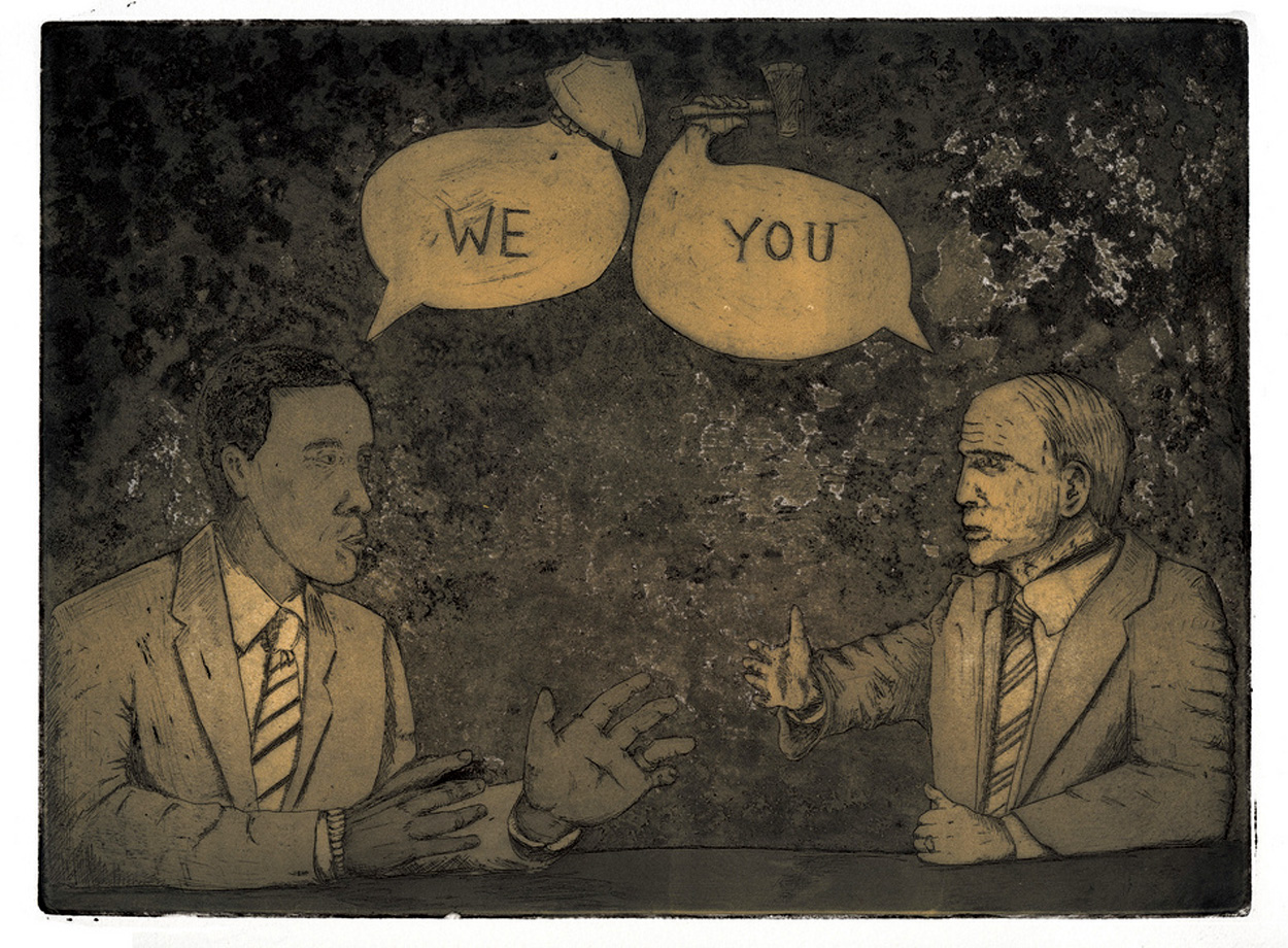 "A Debate For the Ages" 2008, 1 Color Etching with Top Roll, Edition of 5