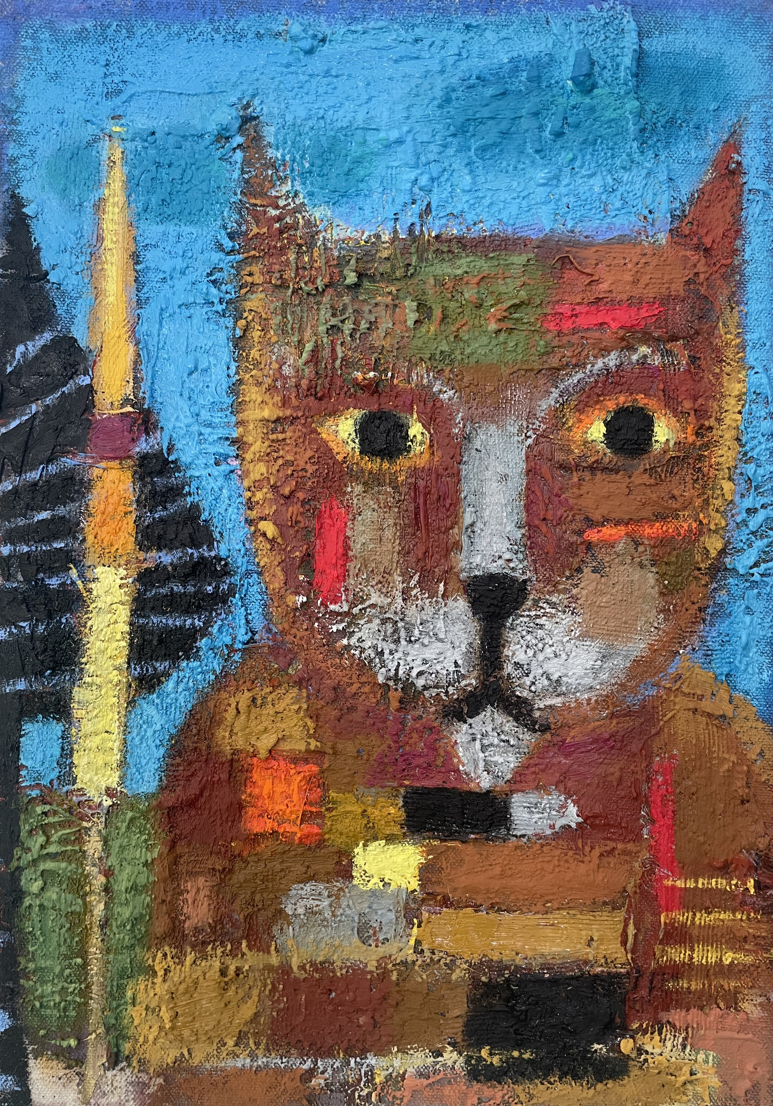 Blu and Layla in Landscape II, 10” x 14” oil and acrylic on canvas, 2024