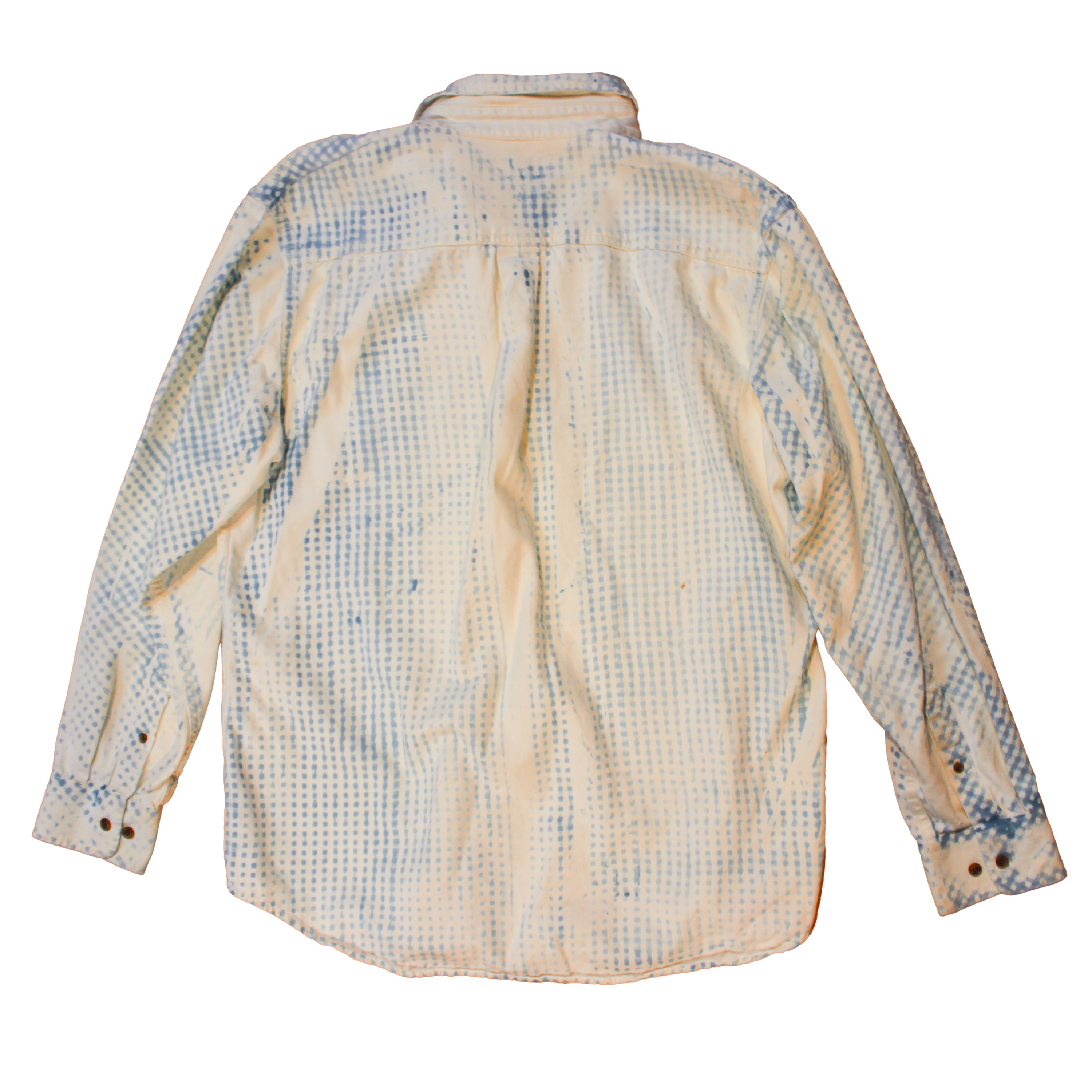 reclaimed vintage dress shirt allover printed with textile dye