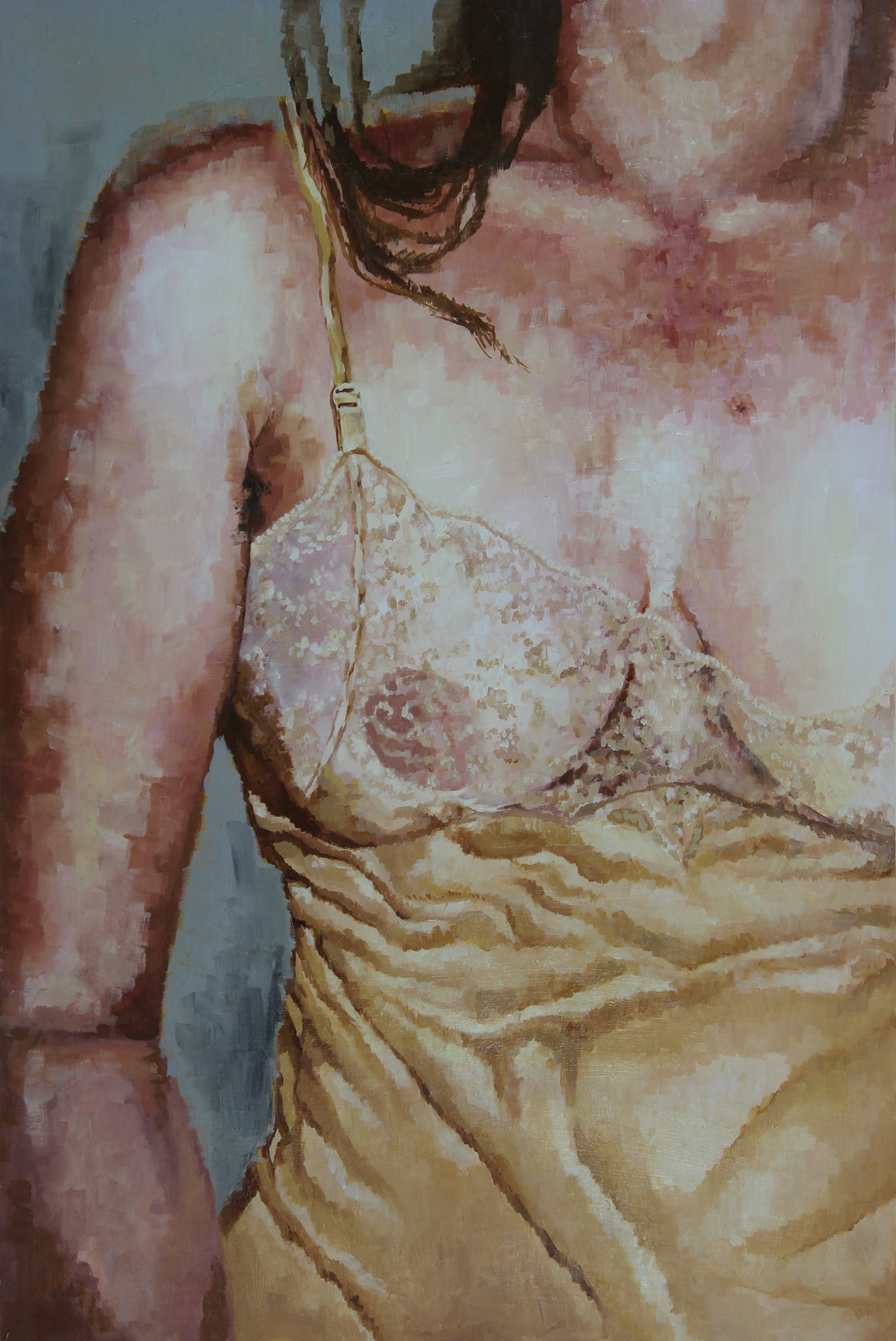 VOYERISTIC REASSURANCE, 2019, oil on wood panel, 36x24"