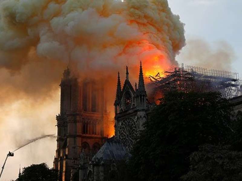 Notre Dame burning, 2019