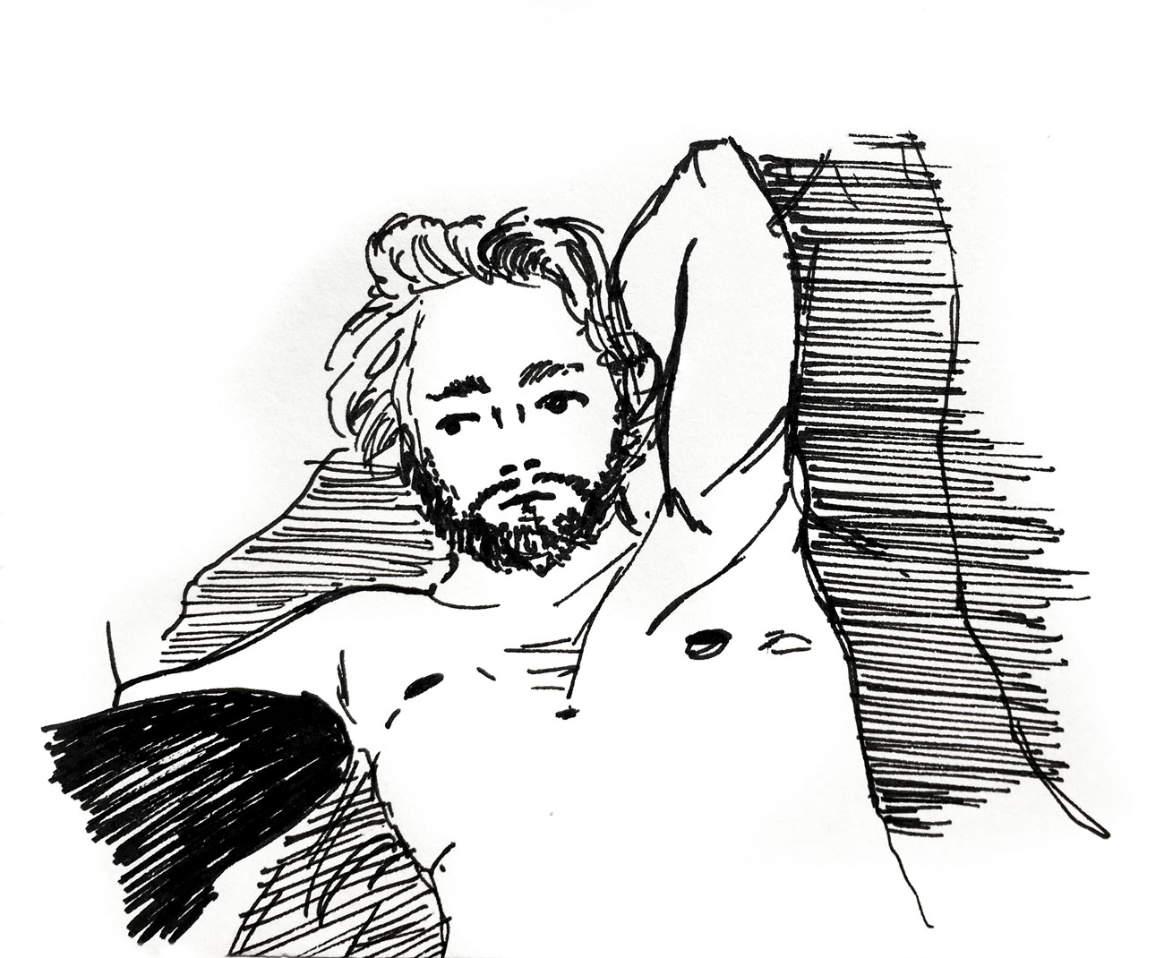 Resting Man - Ink on paper 13x10 cm