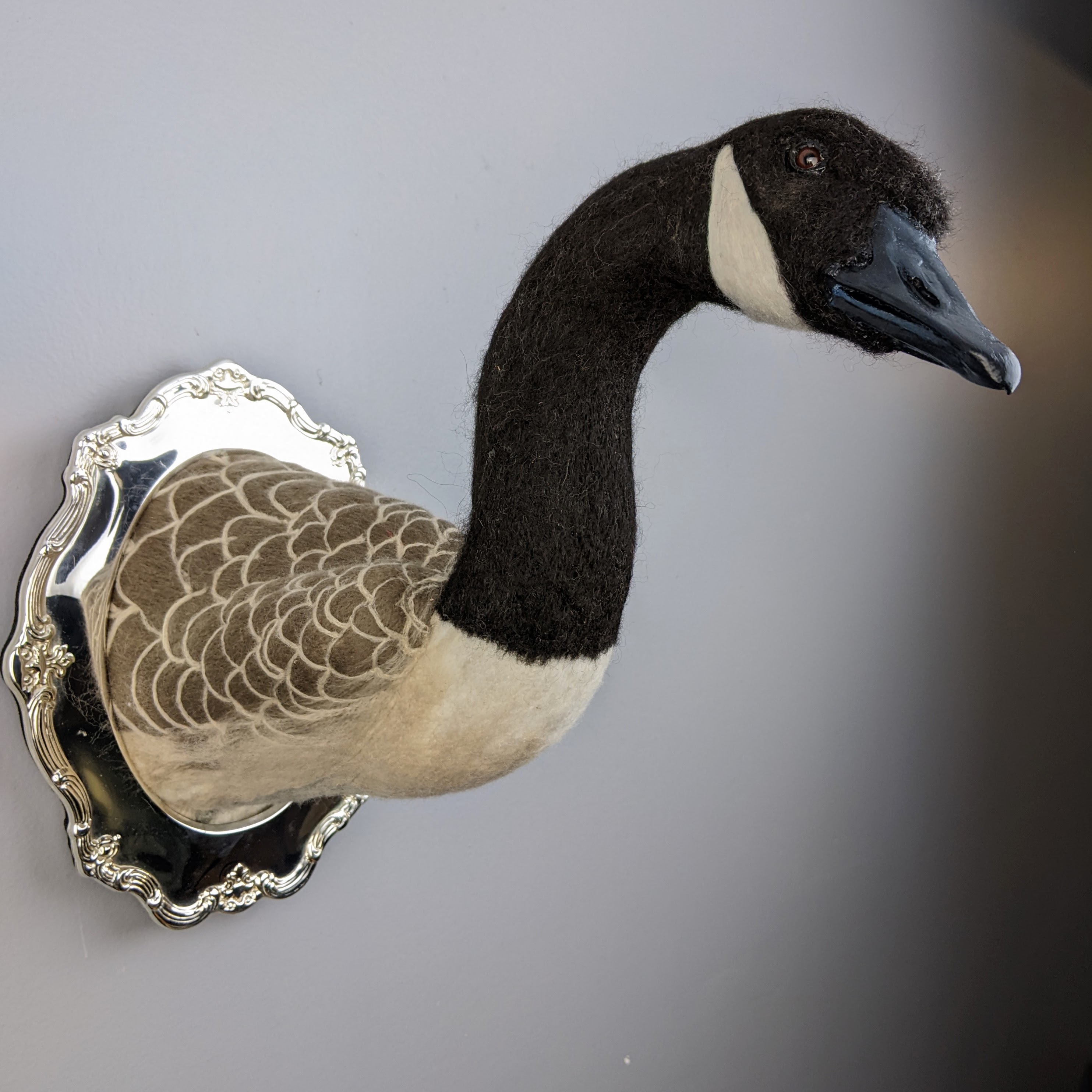 Canada GooseNeedle felted wool faux taxidermy7"x9"x14"2023SOLD