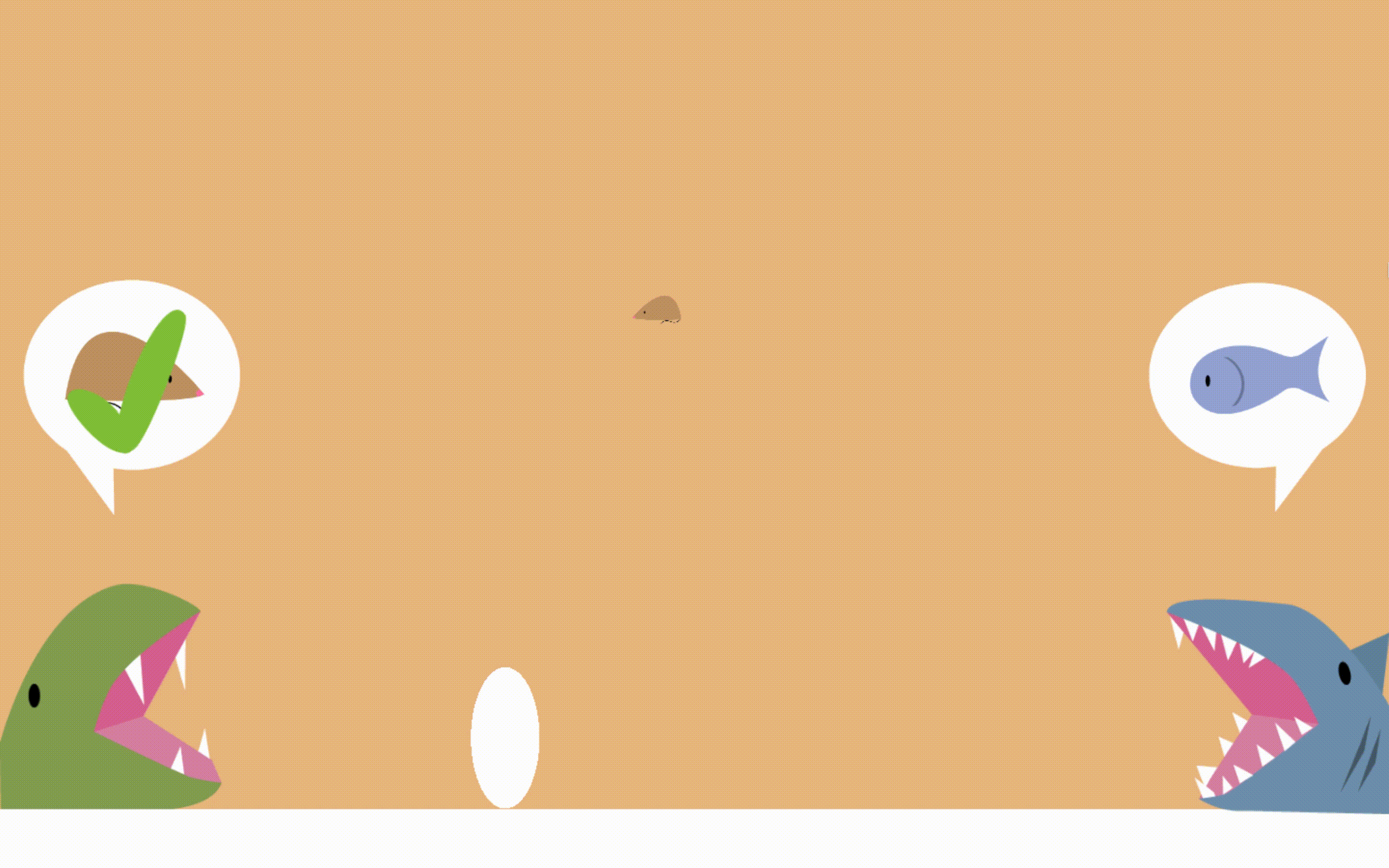 player succeeding and failing to give the correct food to animals