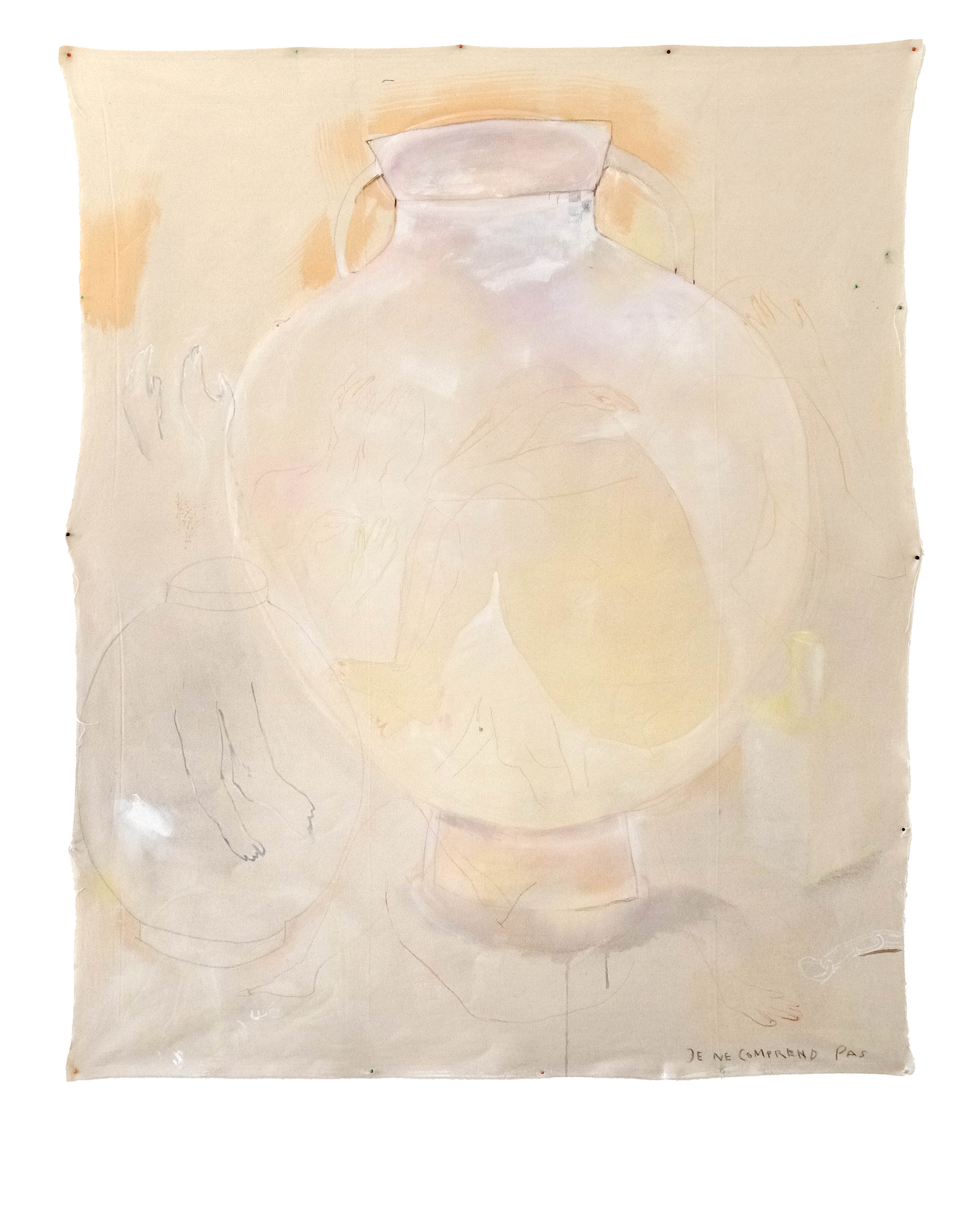 Untitled 01, 2024  Acrylic, oil pastels on canvas 130 W x H 160