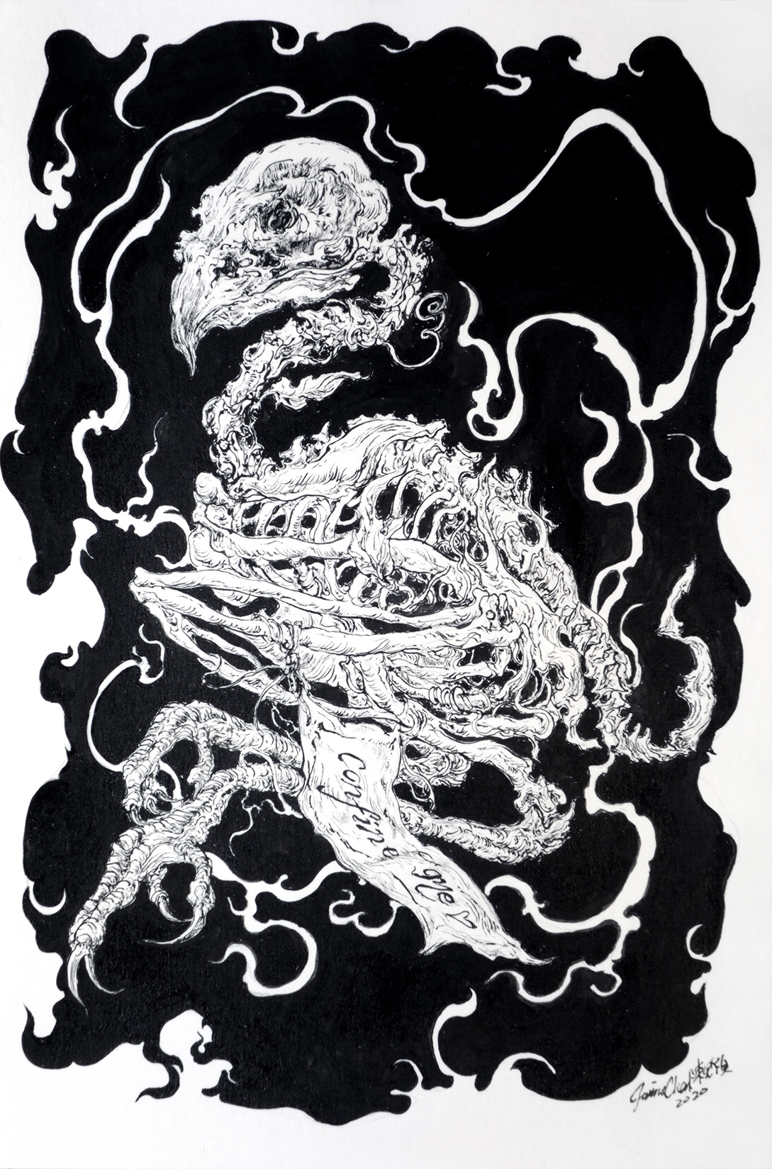 “something something maya angelou (but also not really)”, 21 x 14 cm, ink on paper, 2020