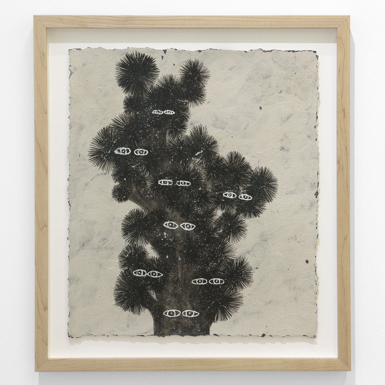 "Te vemos", clay slip,  vinyl paint and silver leaf on paper, 22.5" x 19.25", 2021