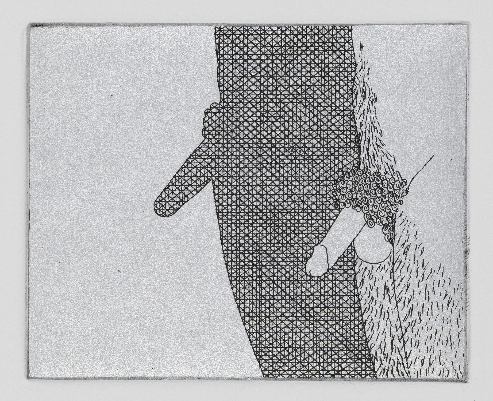 Penis Shadow, 2010. Etching with chine coll&eacute;; 3 &times; 4 inches
