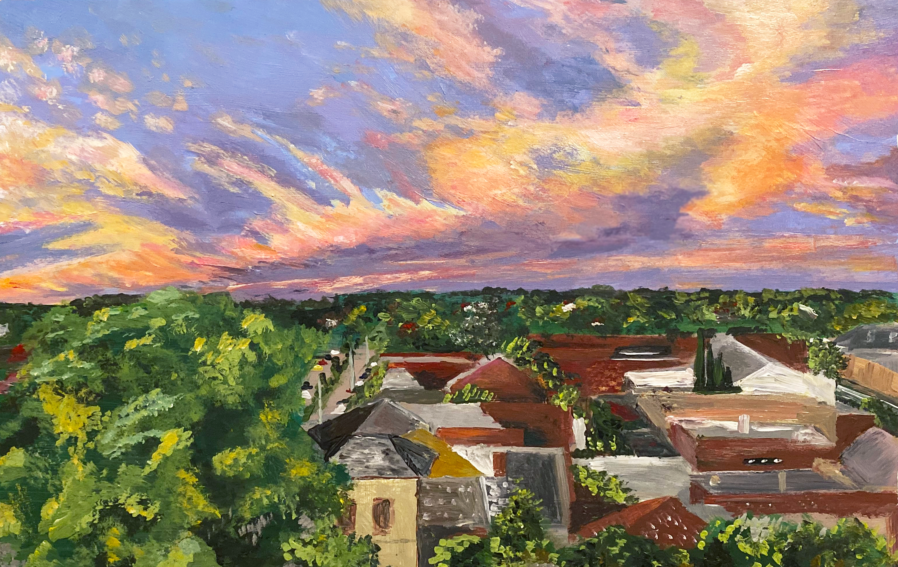 View of Carlton North, 2019, acrylic on vinyl film, 15.5 x 24 cm