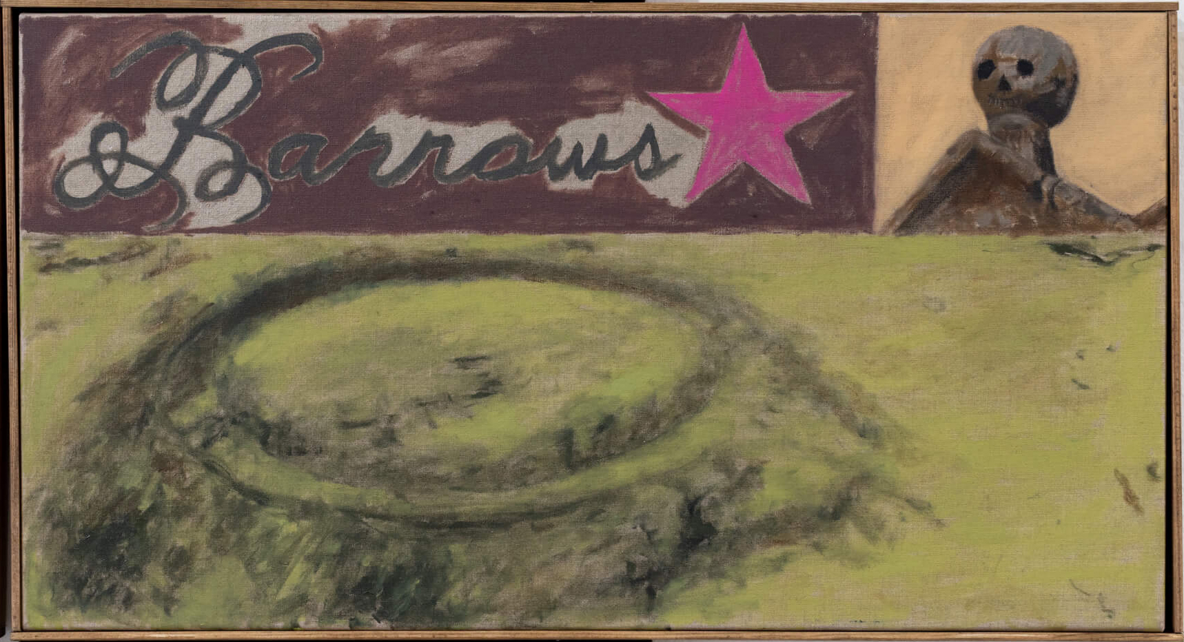 Barrows – 39 x 71 cm, oil on linen, pine frame, 2025