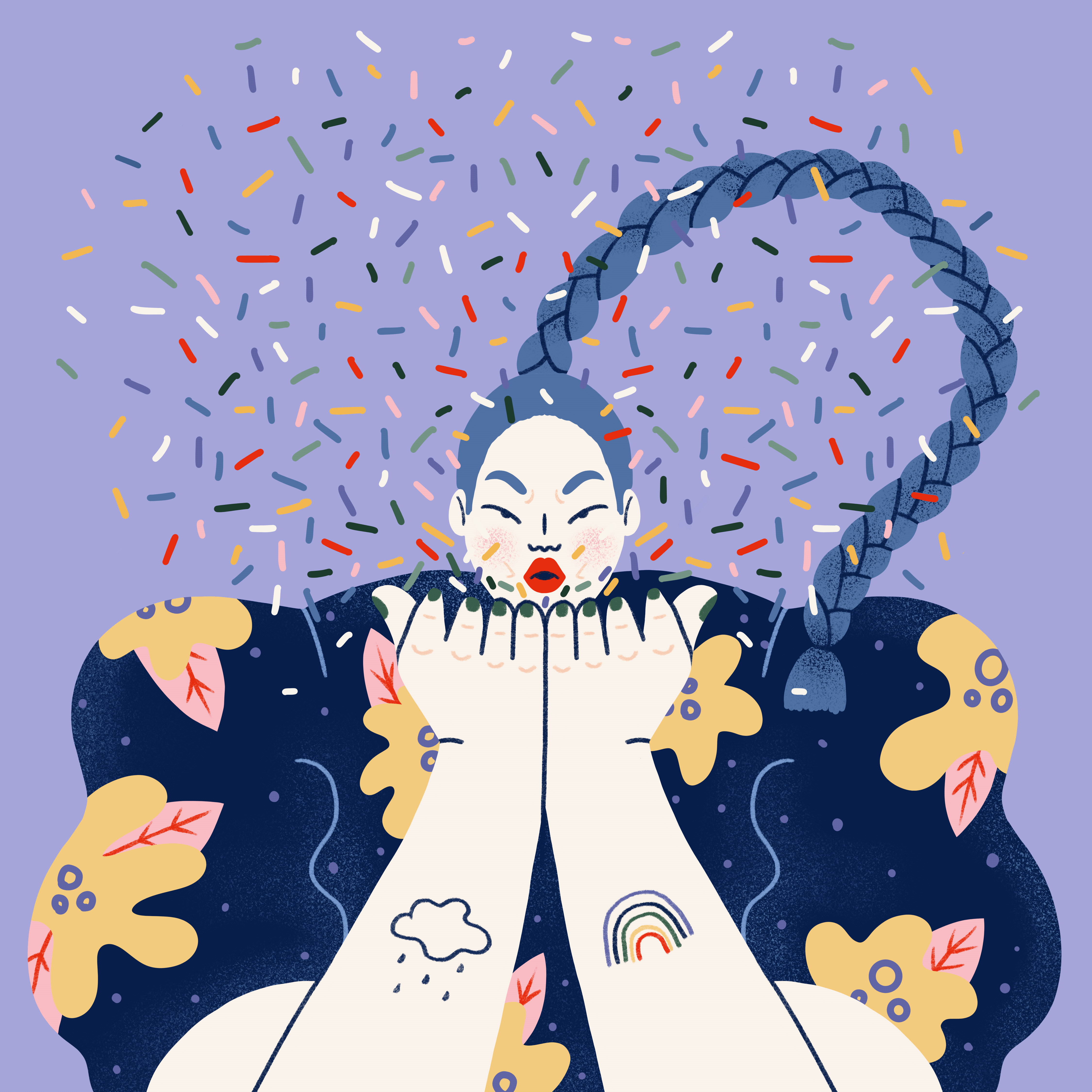 Rainbow, Braid and Confetti GIF