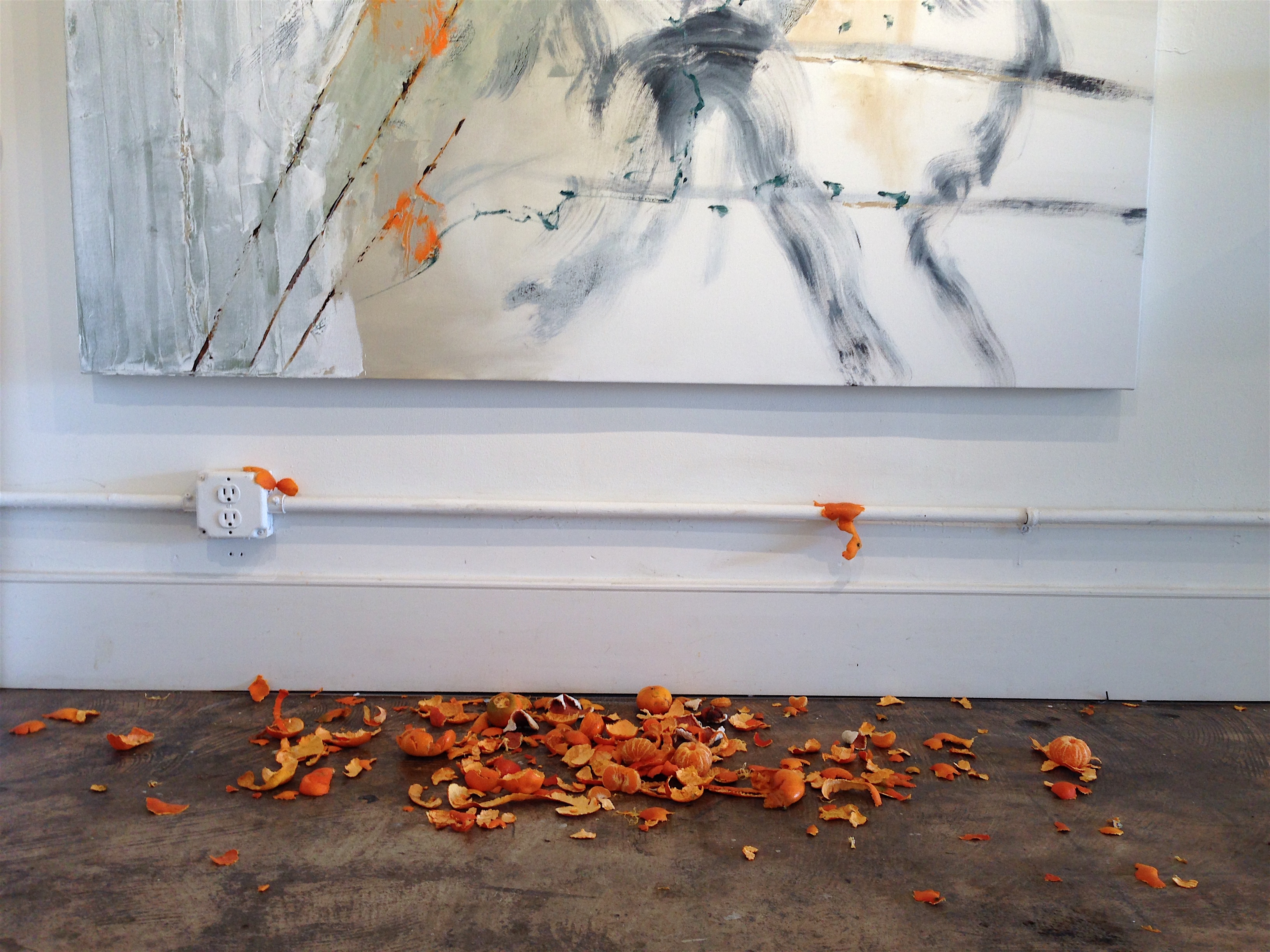 Depot (DETAIL)Ann Haley76 x 64 inchesOil on canvas, orange peels2014