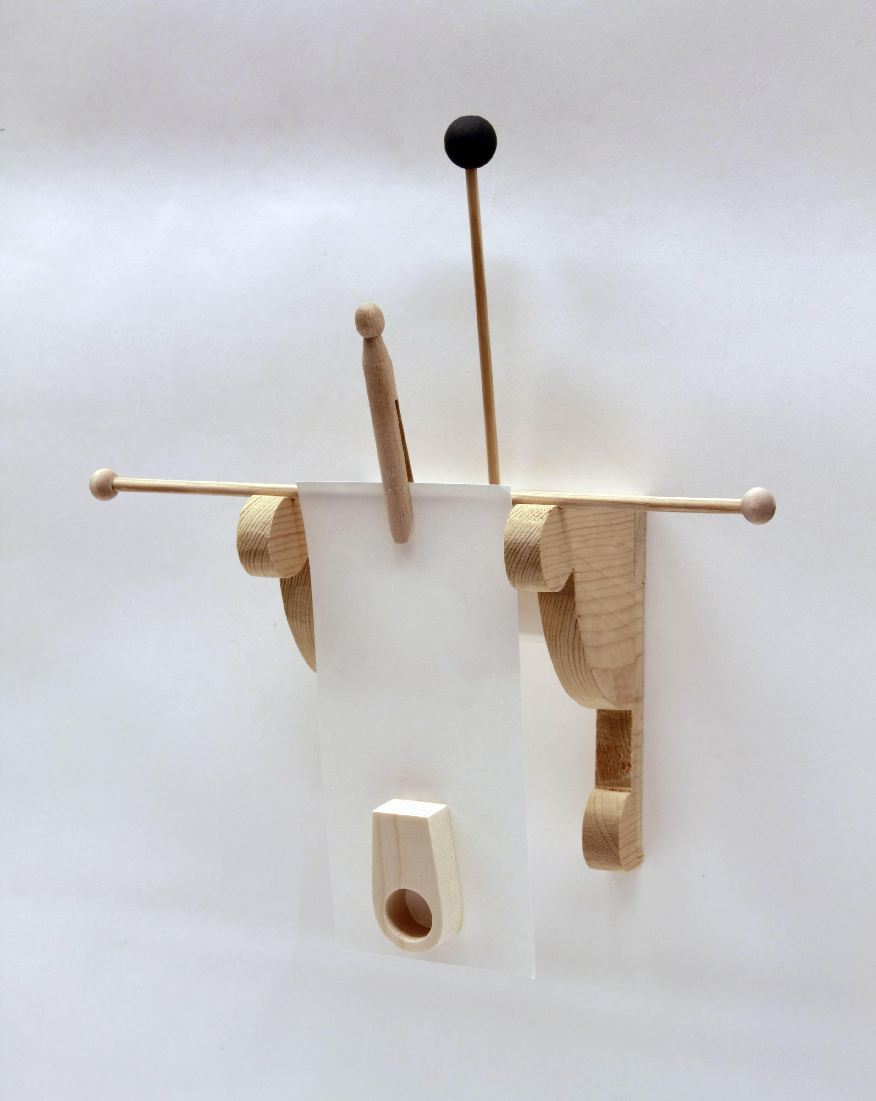 Brian Beck, Untitled, Raw and painted wood, paper. 12 x 15 x 4 in.