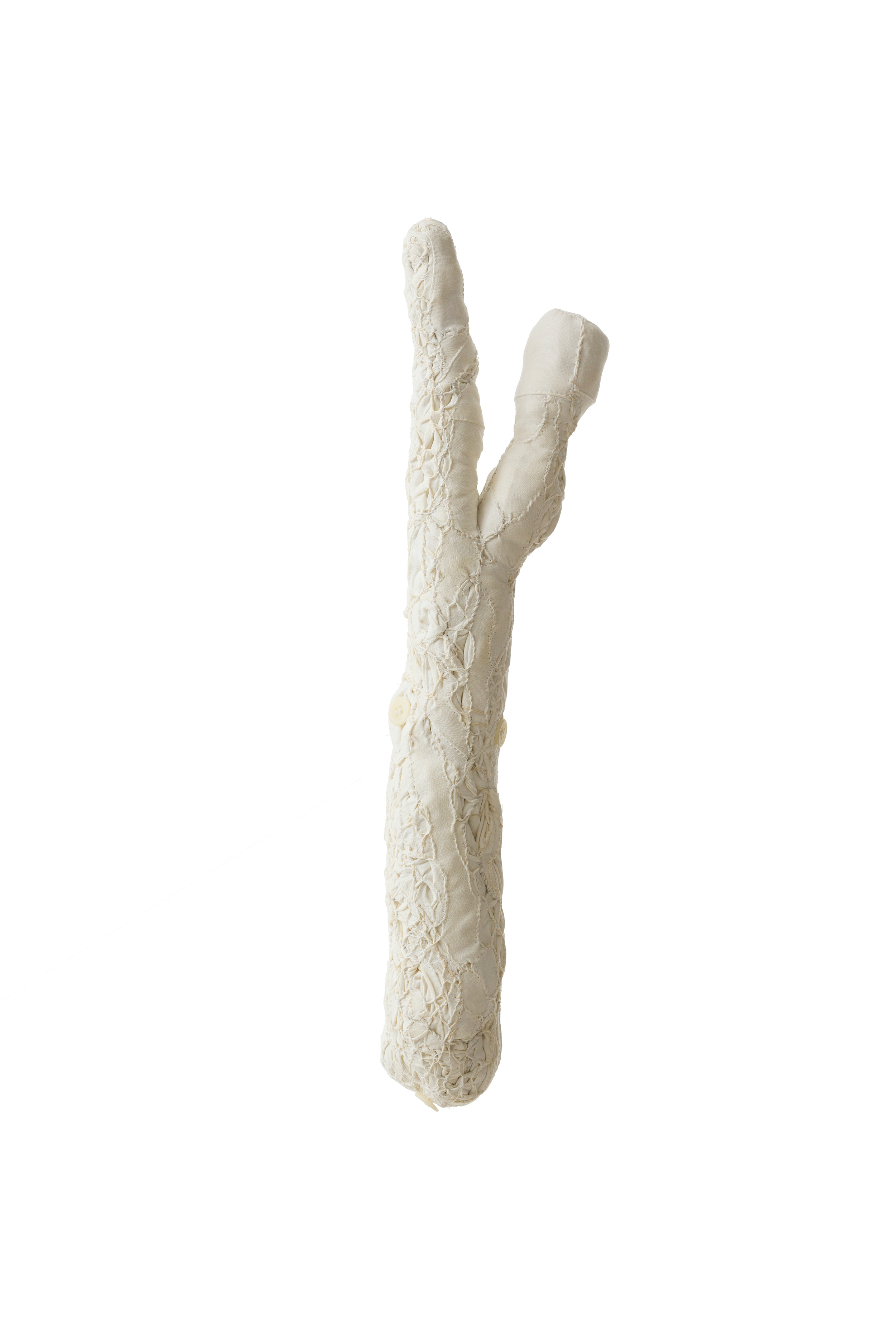 White Shirt (Silvio) , 2000/2001 . White shirt, folded, hand sewn and embroidered with cotton threads .  35 cm long