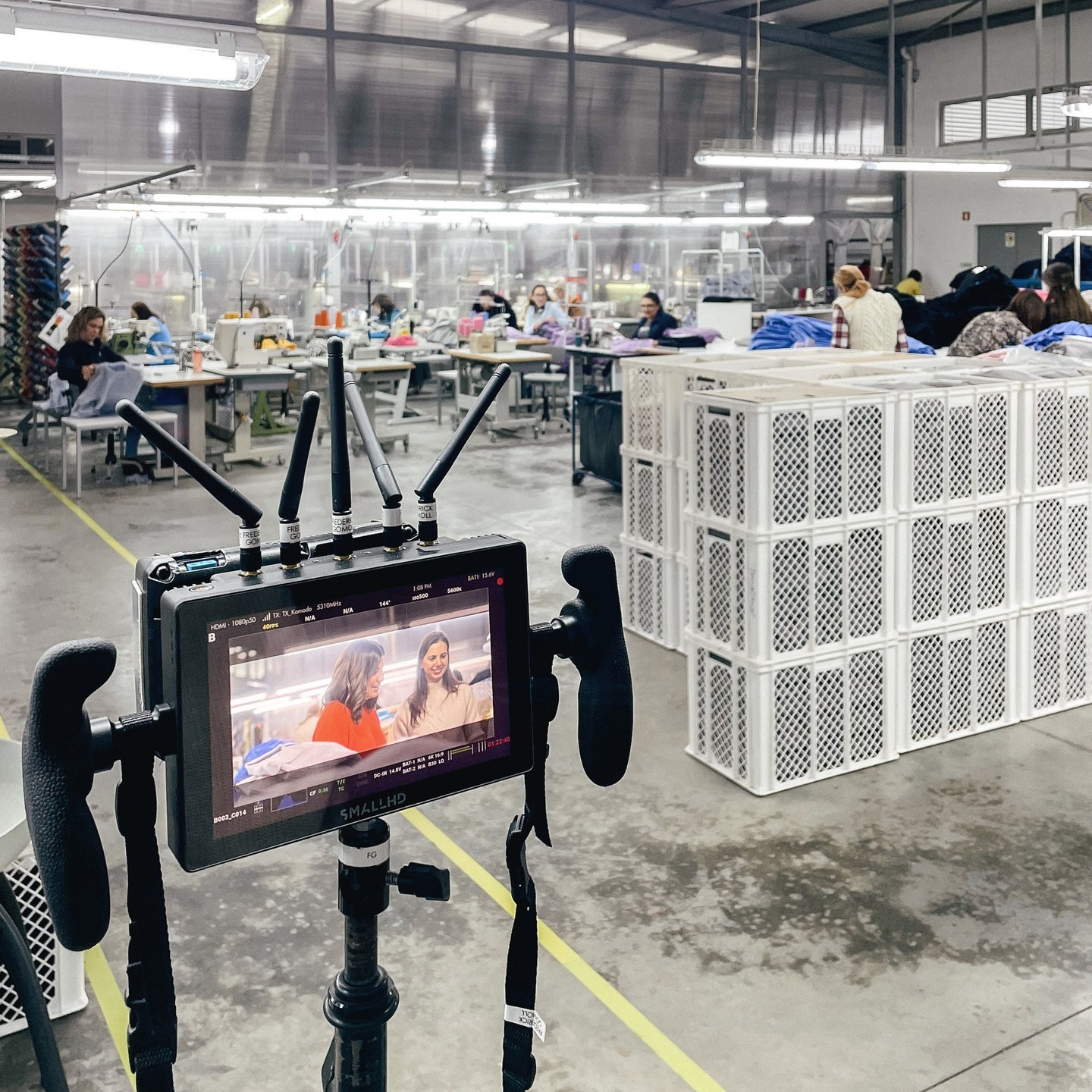 Behind the scenes of the documentary about the @oeko_tex SteP process at Portuguese knitting mill Barceltricot, featuring @citeve and @dariadeh.⁠