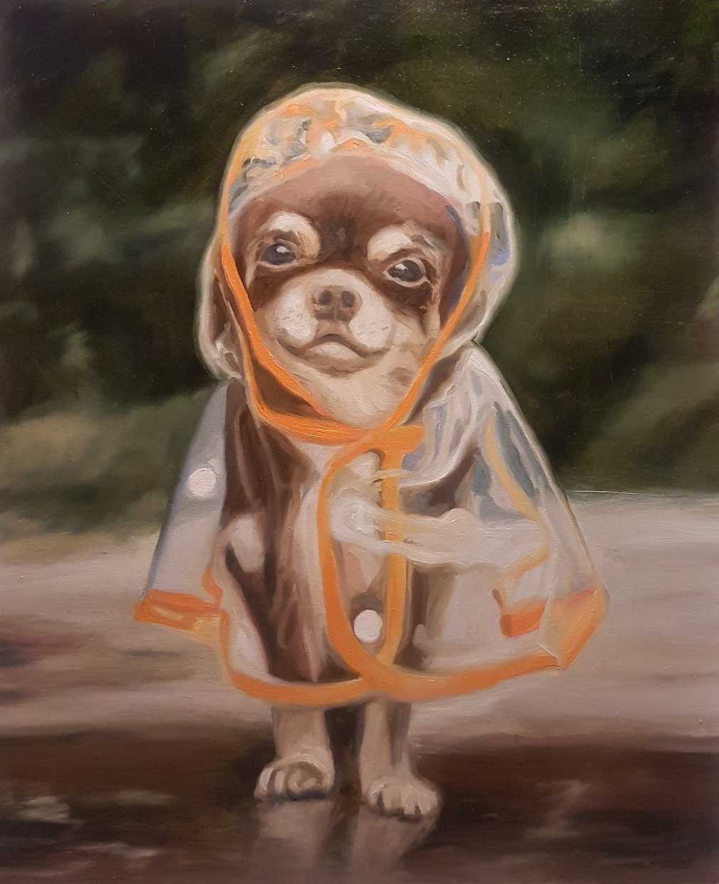 Poncho2022, Öl auf MDF, 27 x 33cm