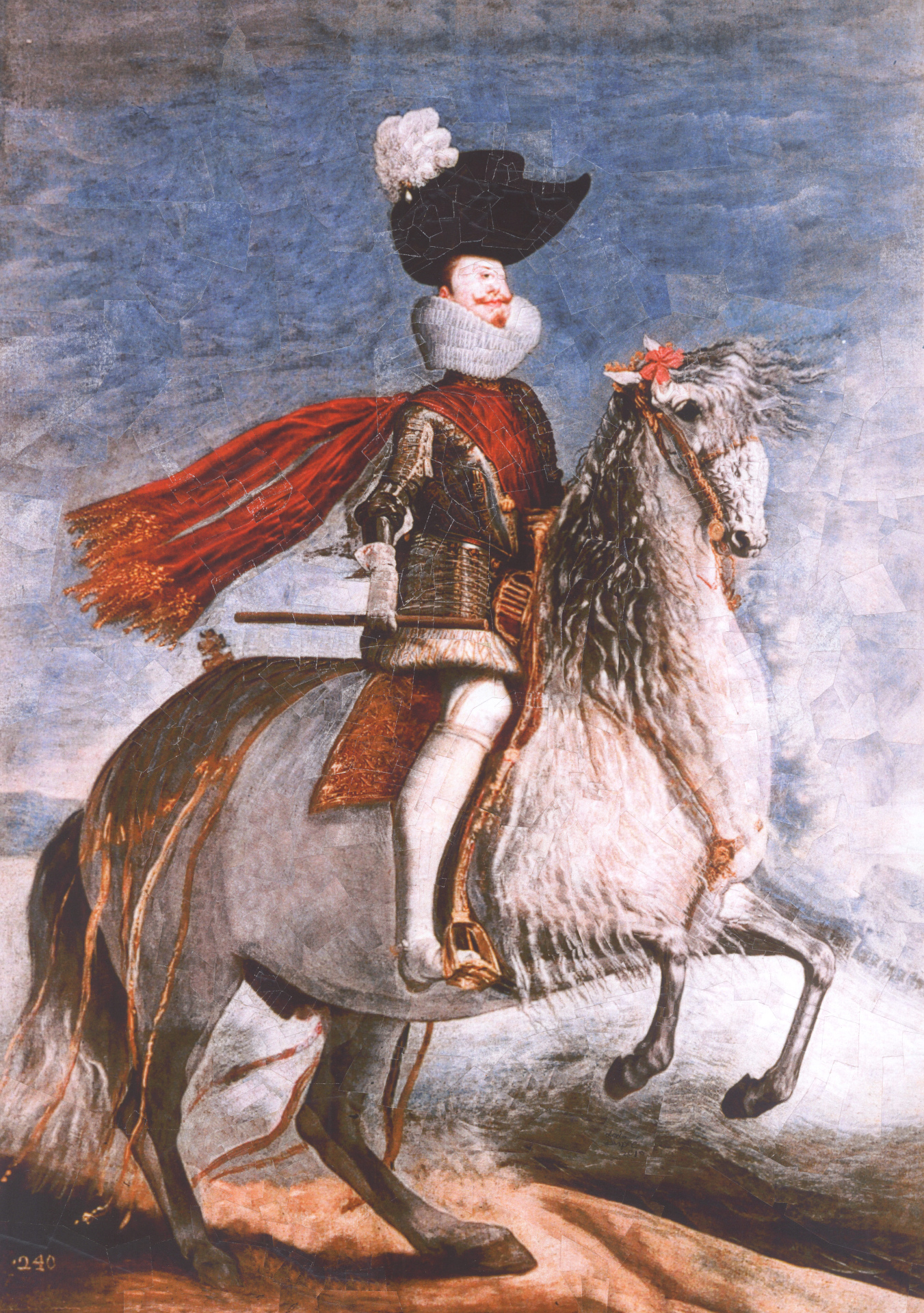 Phillip III on horseback after Diego Velasquez, 2010, 11.6 x 16.5 inches