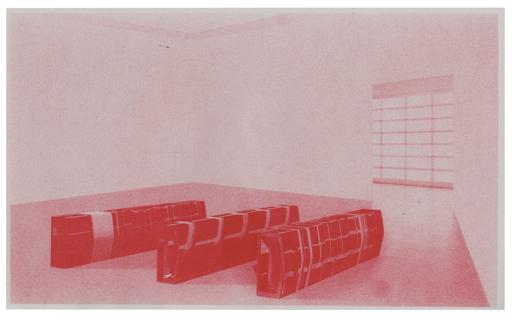 Drawing for Sculpture, (benches), 2015 risograph print, 8.5x14 inches