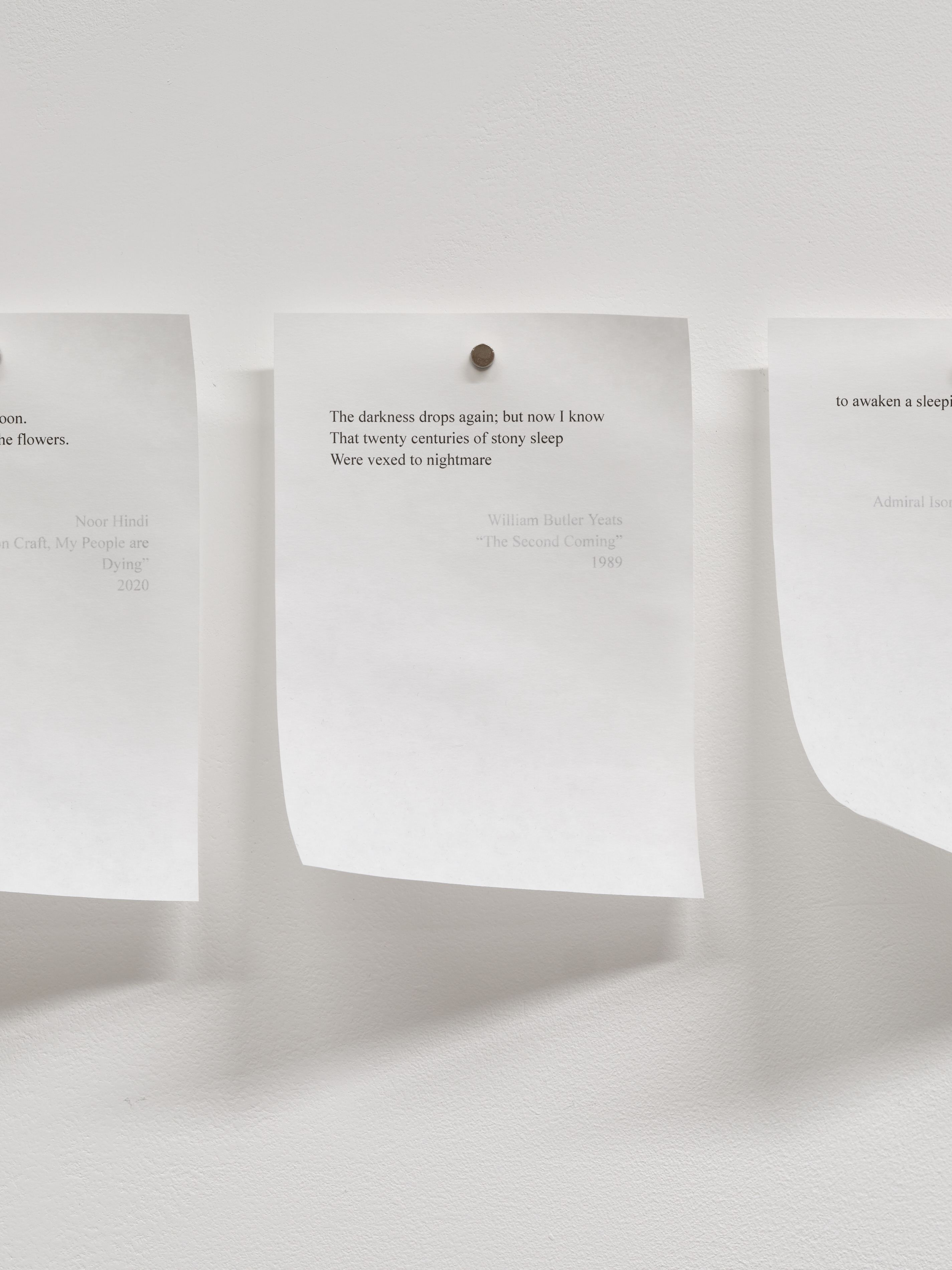 Poem in High Contrast, 2025. Inkjet print on tracing paper with magnets.