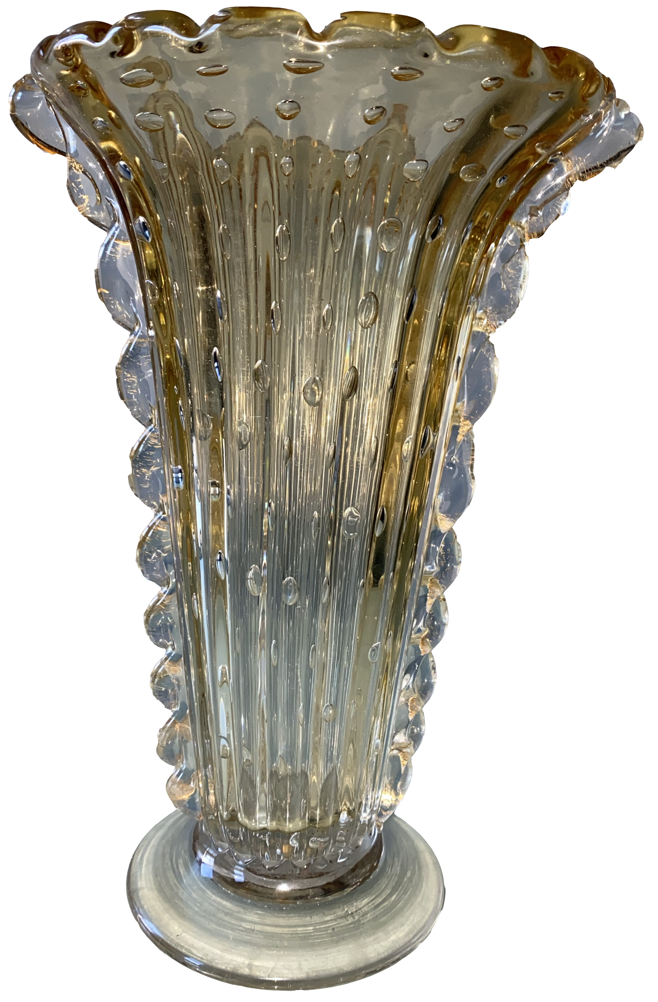 gold/clear glass vase