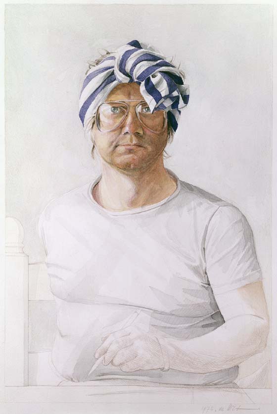 Zelf met tulband 1975 - watercolor 36x48 cm