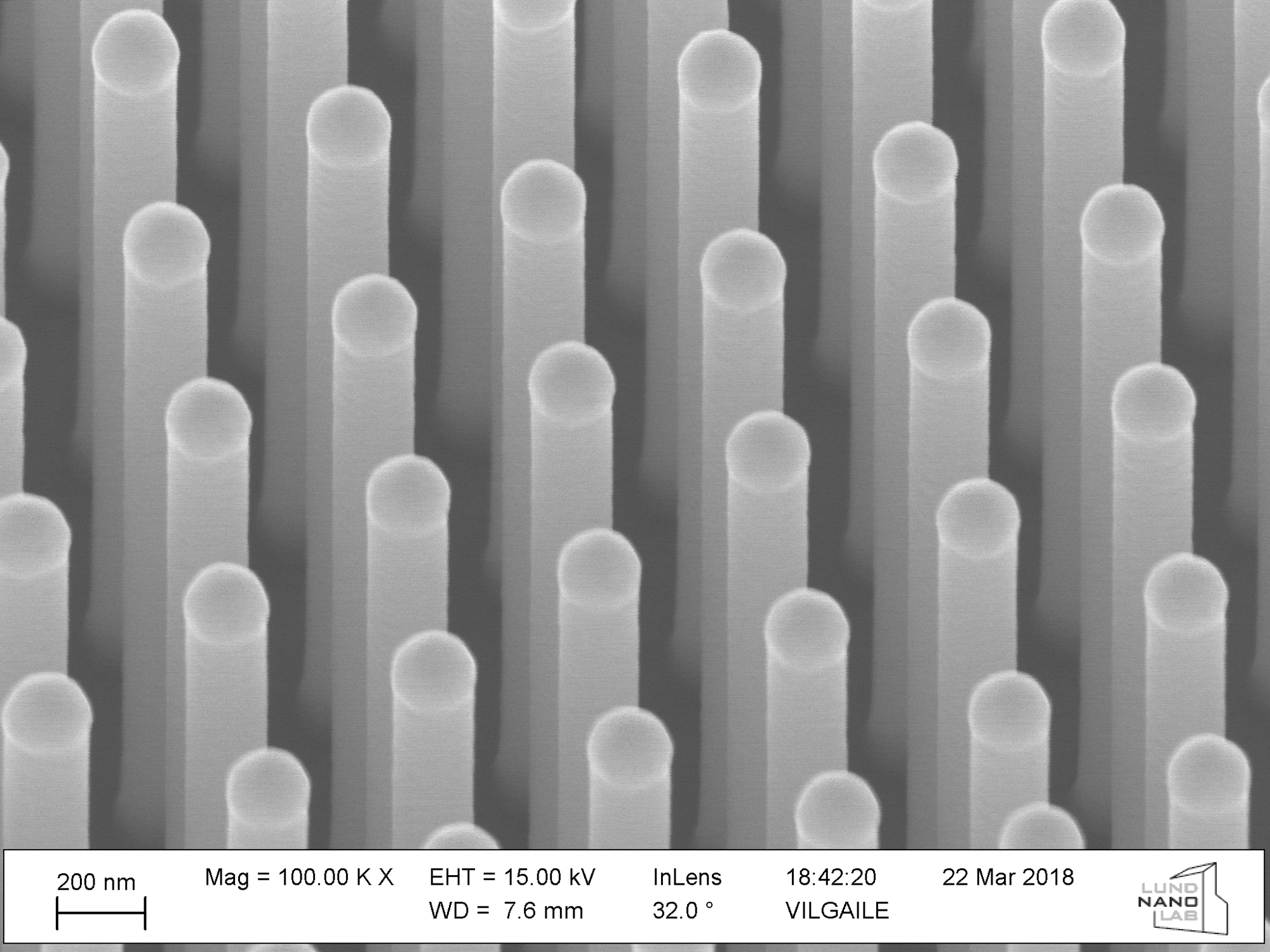 Image of real nanowire under an electron microscope. Photo by Vilgailė Dagytė.