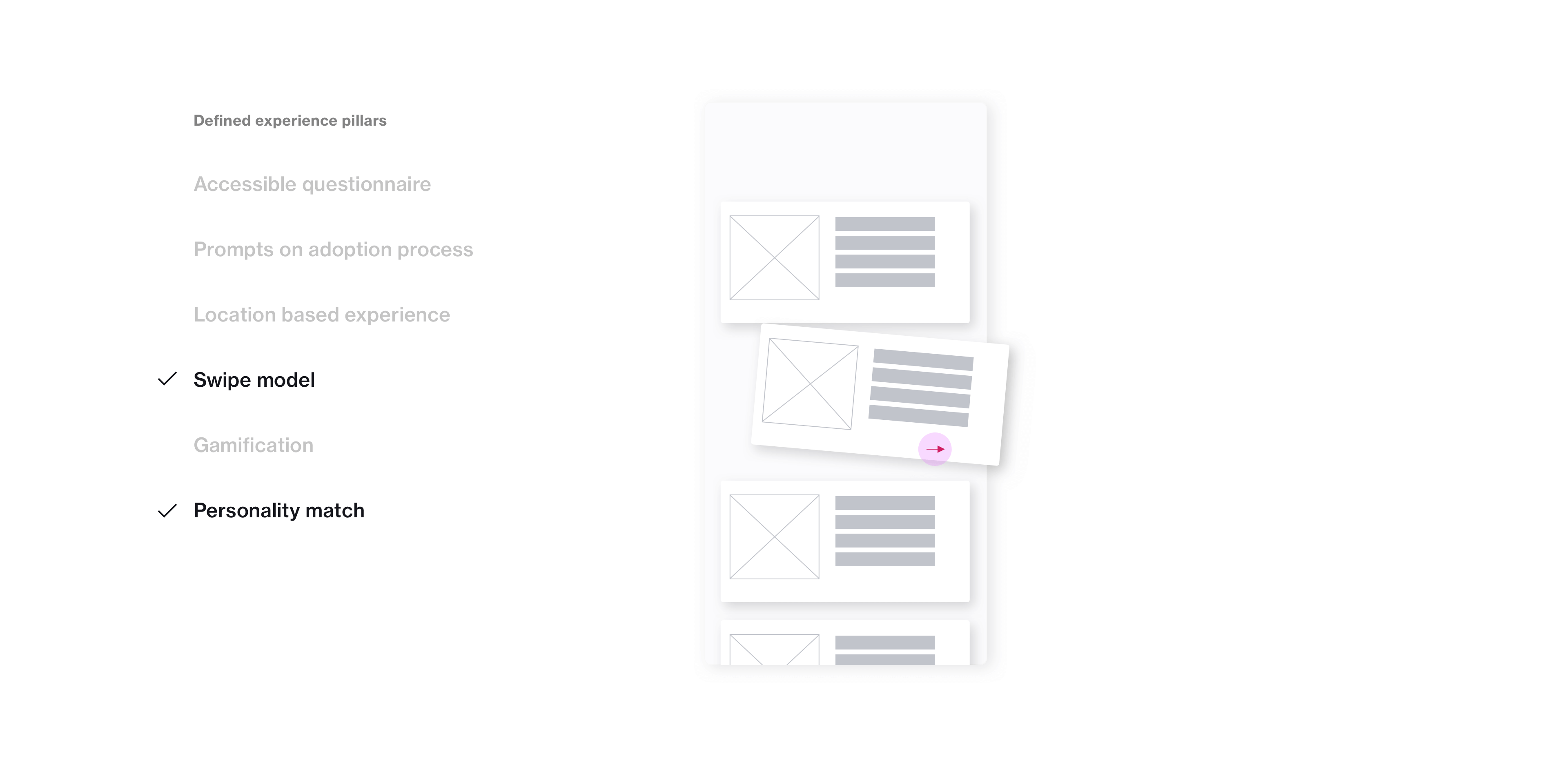 Perserve the swiping experience which is a successful interaction model.