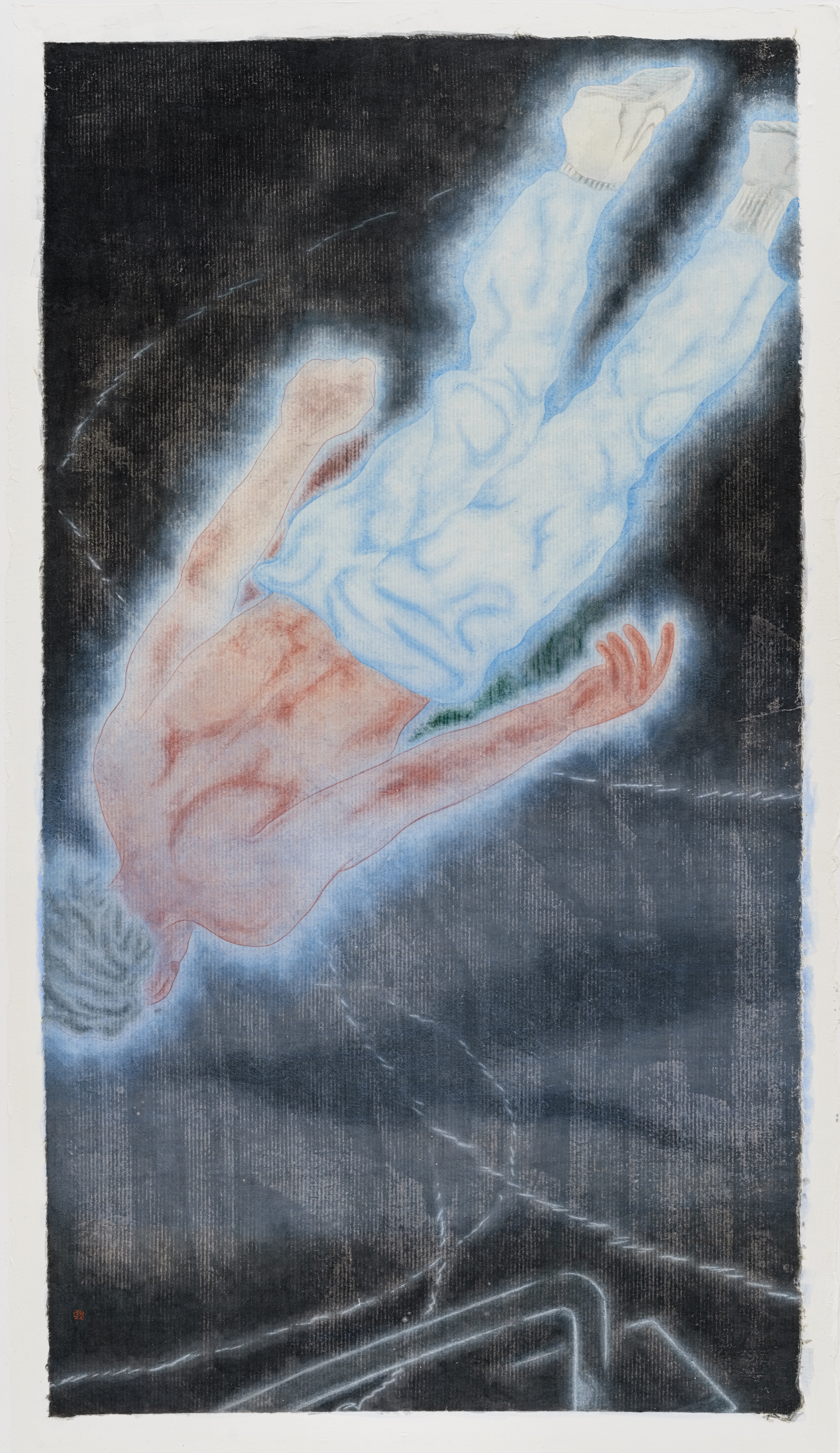 SK8, 2022, mineral pigment, ink on paper, 141x78cm (55.5x30.7 in)