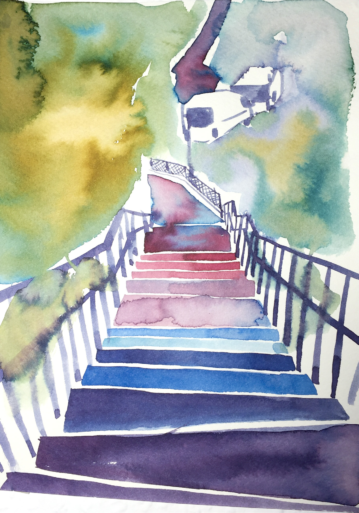 Rainbow Stairs, postcard A6, A4, A3