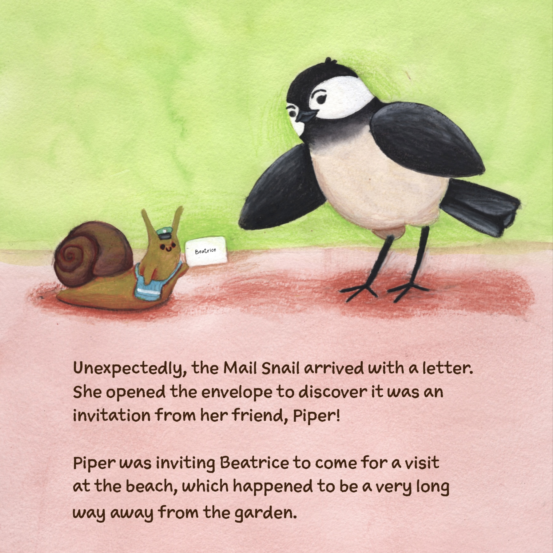 Mail DeliveryWatercolor, colored pencil, and digital, Dimensions vary, 2023