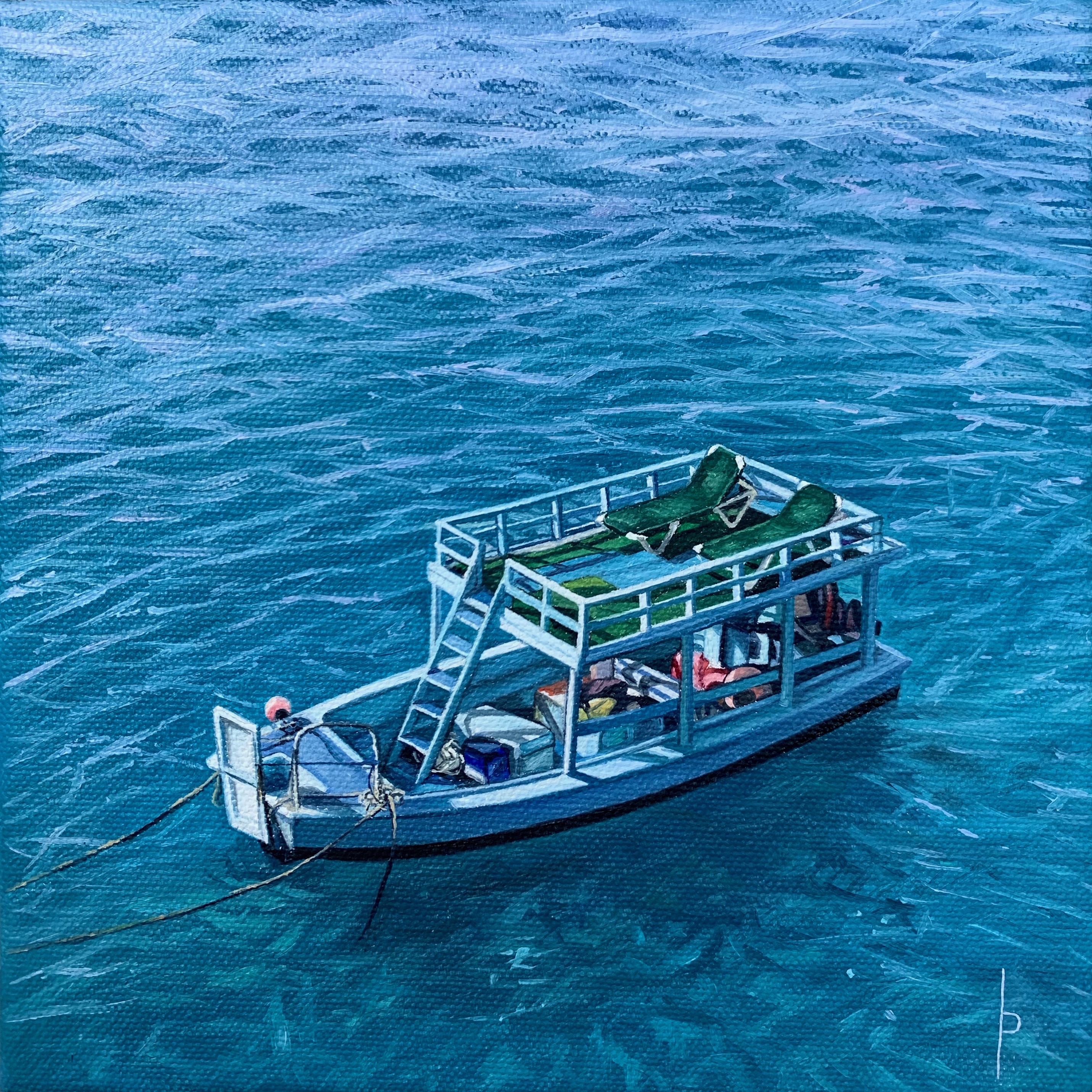 Glass Bottom Boat I 2021 Oil on Canvas 8"x8" SOLD
