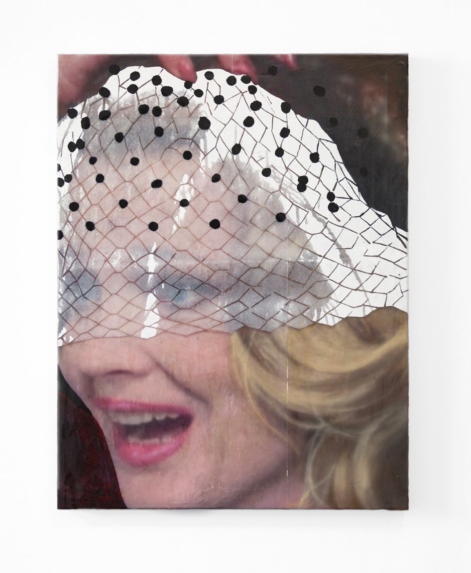 Liza Jo Eilers, Phantasmagoric at February (2024), Acrylic, gouache, glitter, graphite, colored pencil, pigment transfer and hydrochromic ink on canvas, 22 x 35.5 in