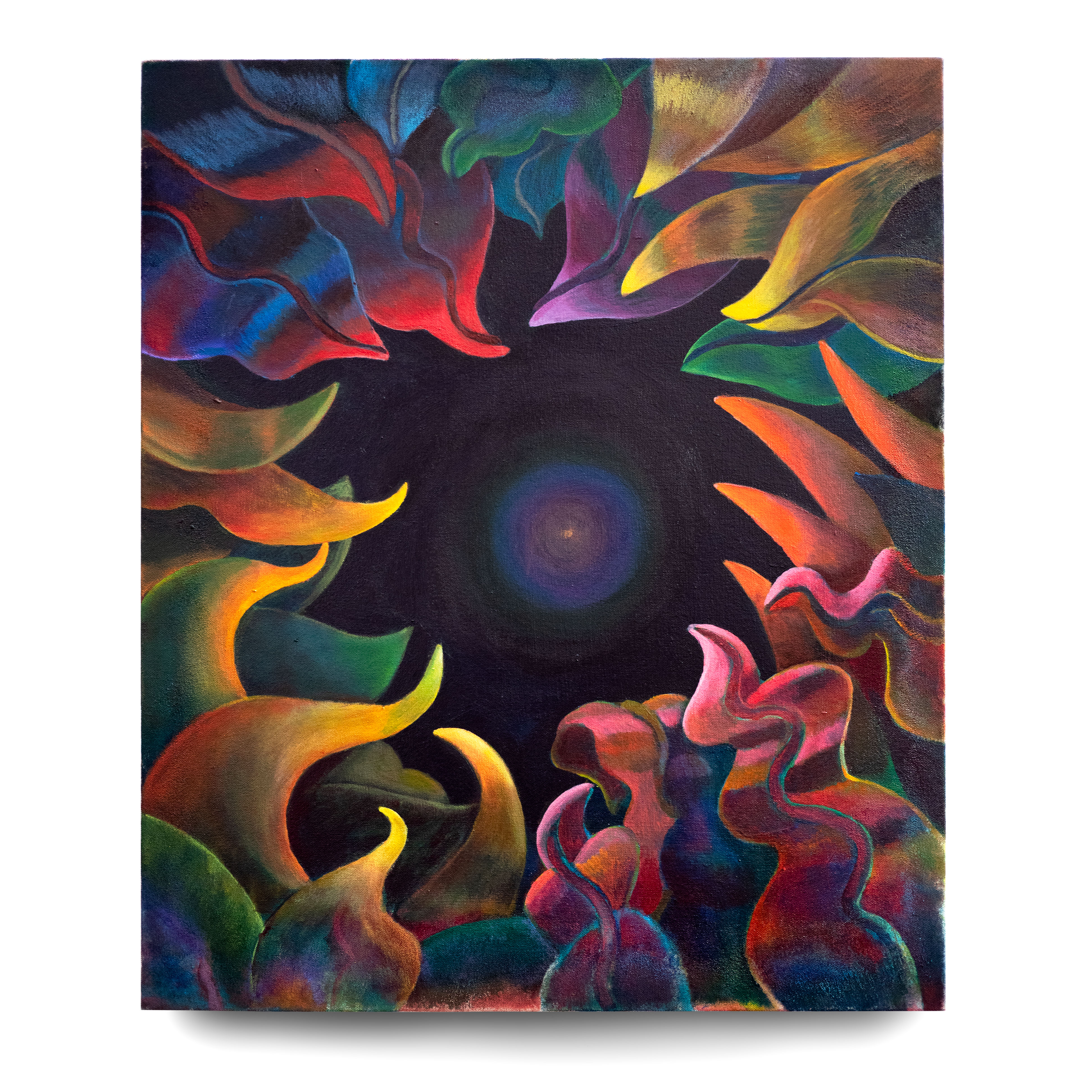 Rainbow Tendrils, 2022, acrylic on canvas, 24 x 20 inches.