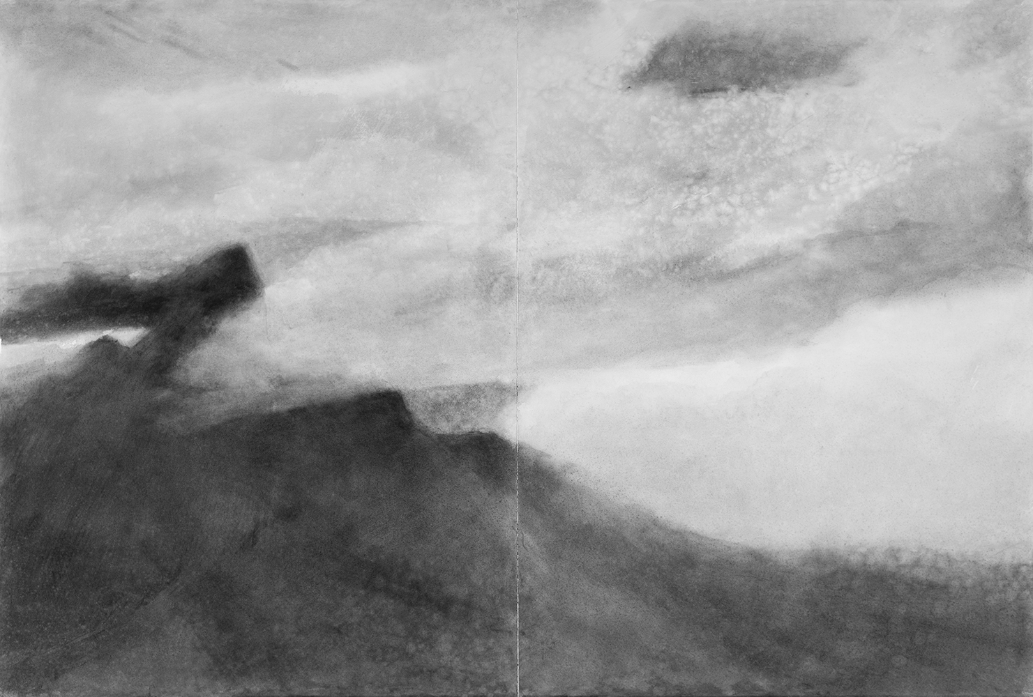 Massif, nuée, mouvement (II)gouache on paper mounted on canvas130 x 194 cm, 2022