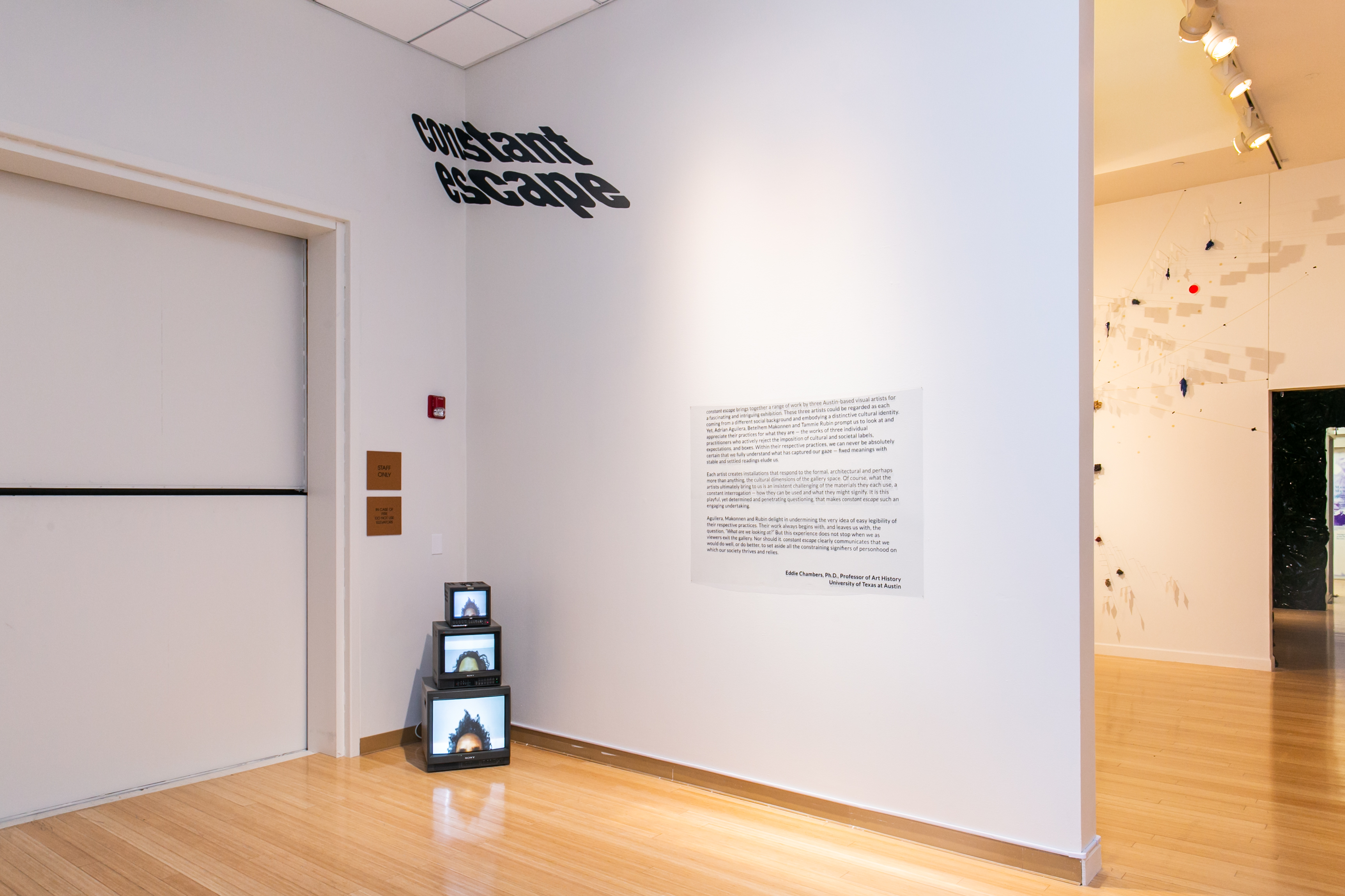 constant escape exhibition installation image. Photo credit: Jeanette Nevarez