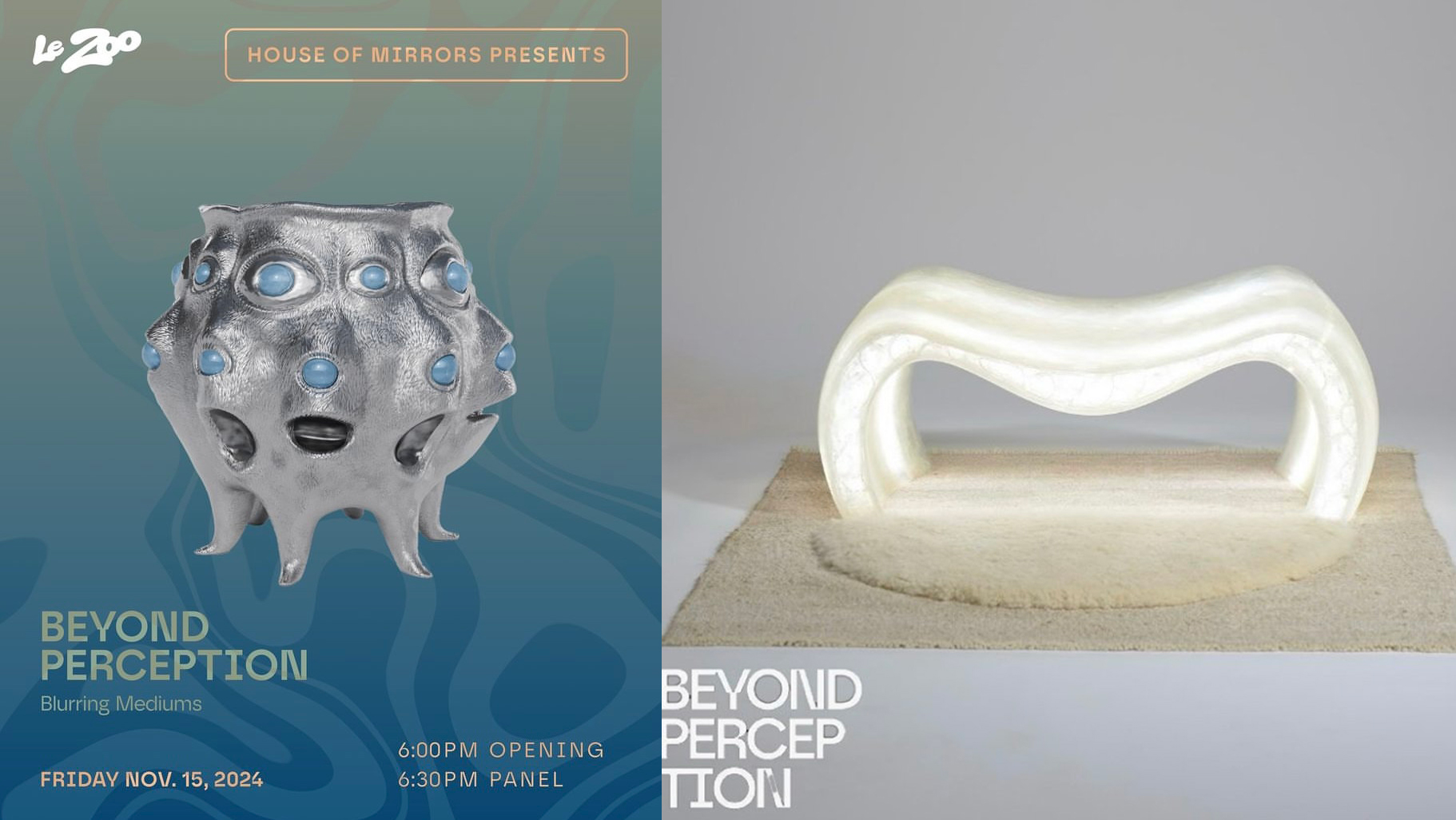 November 14–15, 2024 - Beyond Perception, Lume Studios, New York, Ny  -  Beyond Perception underscores the evolving role of technology in art, from sustainable fabrication methods to digital techniques, challenging traditional ideas of craftmanship and exploring the merging of the virtual and physical. -  Panel, Interactive Art Exhibition