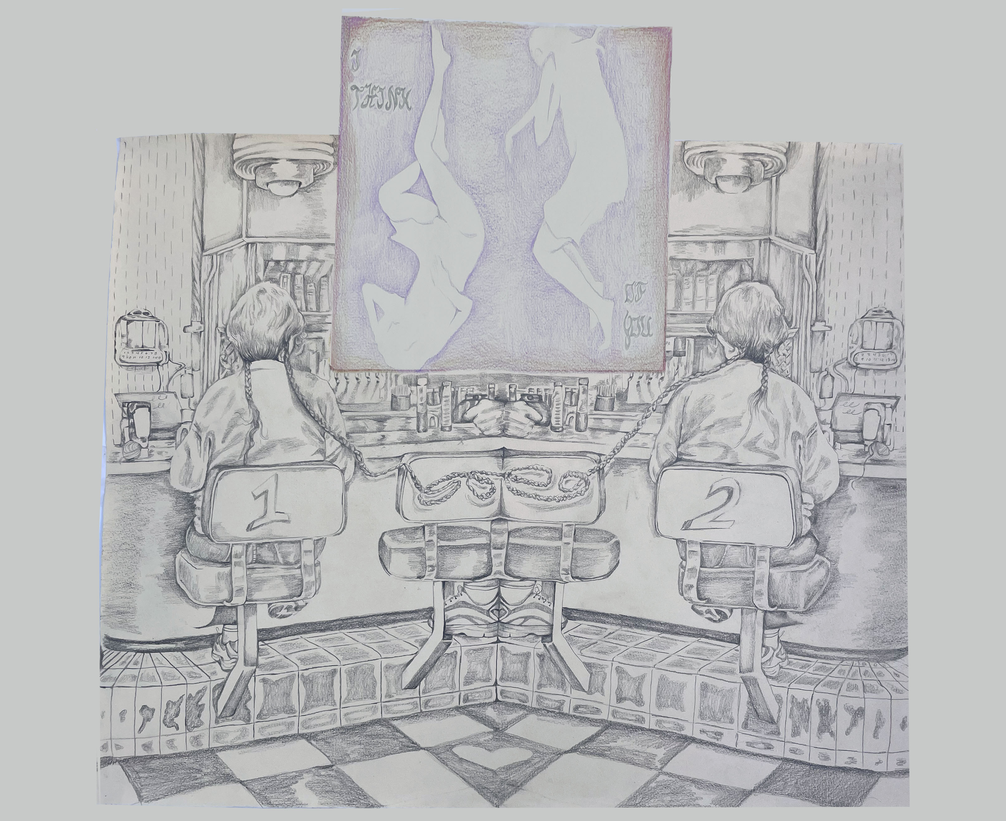 think about you (18x24) graphite and colored pencil on paper