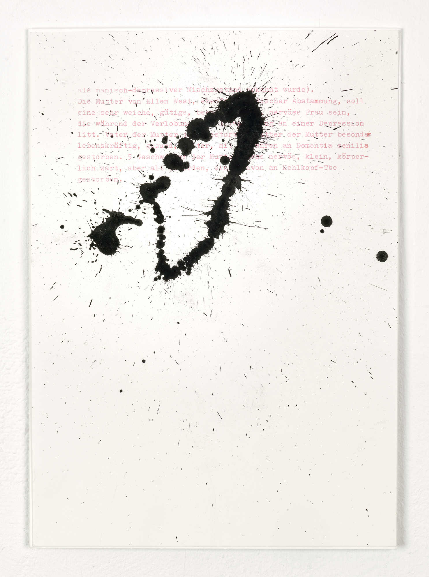 Fragments (Ellen W.)  – 17 Felt tip pen, gouache pen, acrylic sheet on typed paper 29,7 x 21 cm