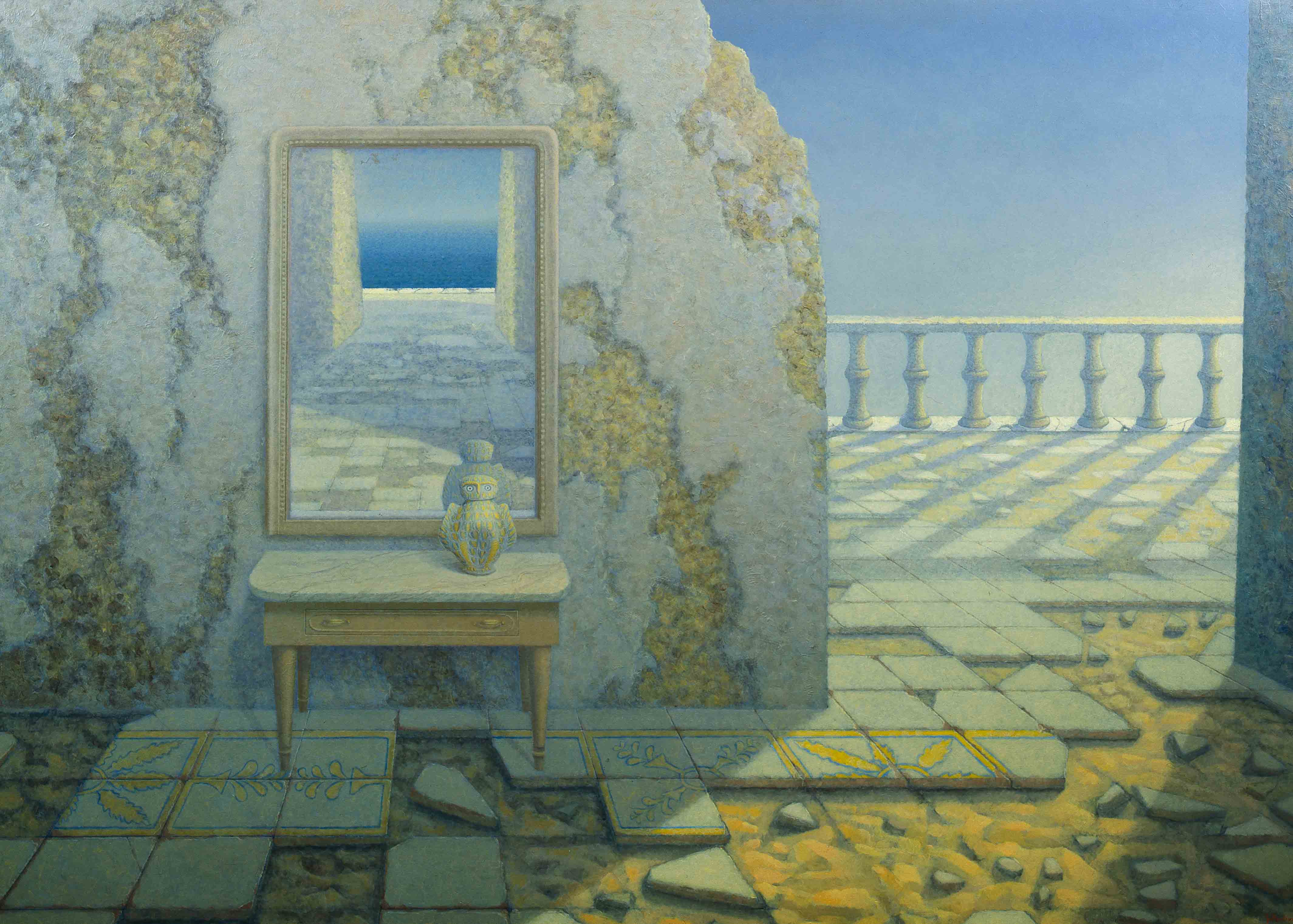 La stanza dell'inquietudine, 1990, olio su tavola, 130 x 180 cm