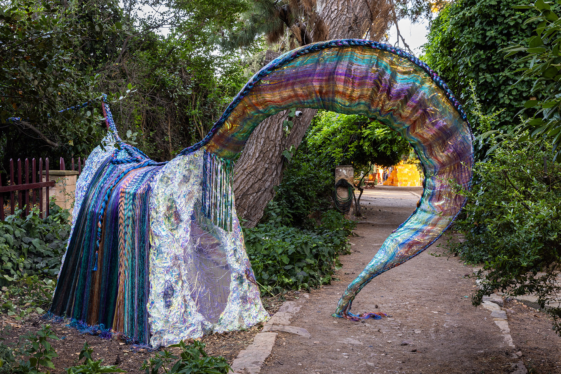 Natalia Papadopoulou, Delphine, new commission for the exhibition ONCE WE WERE GARDENS, 2025, DEO, Karavas Estate,Kampos, Chios Island, Greece, courtesy of the artist and DEO, photo: Nikos Alexopoulos