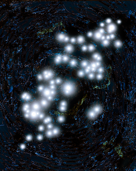 Constellation for Gorsky2018Light drawing and tampered negative, chromogenic print, 40 x 32 inches