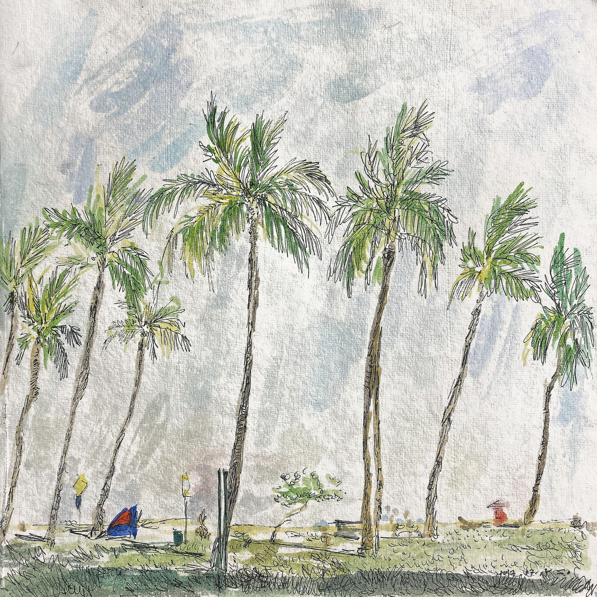 Hawaiian summer, 2017 watercolor on paper, 21*21(cm)