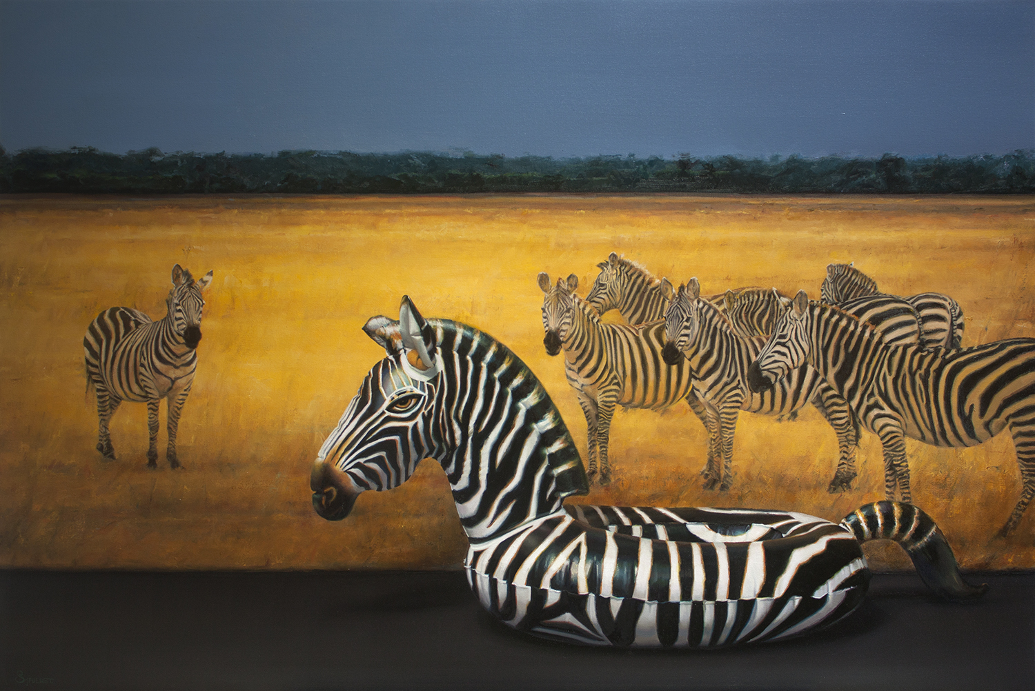 'Zebras'. Oil on canvas
