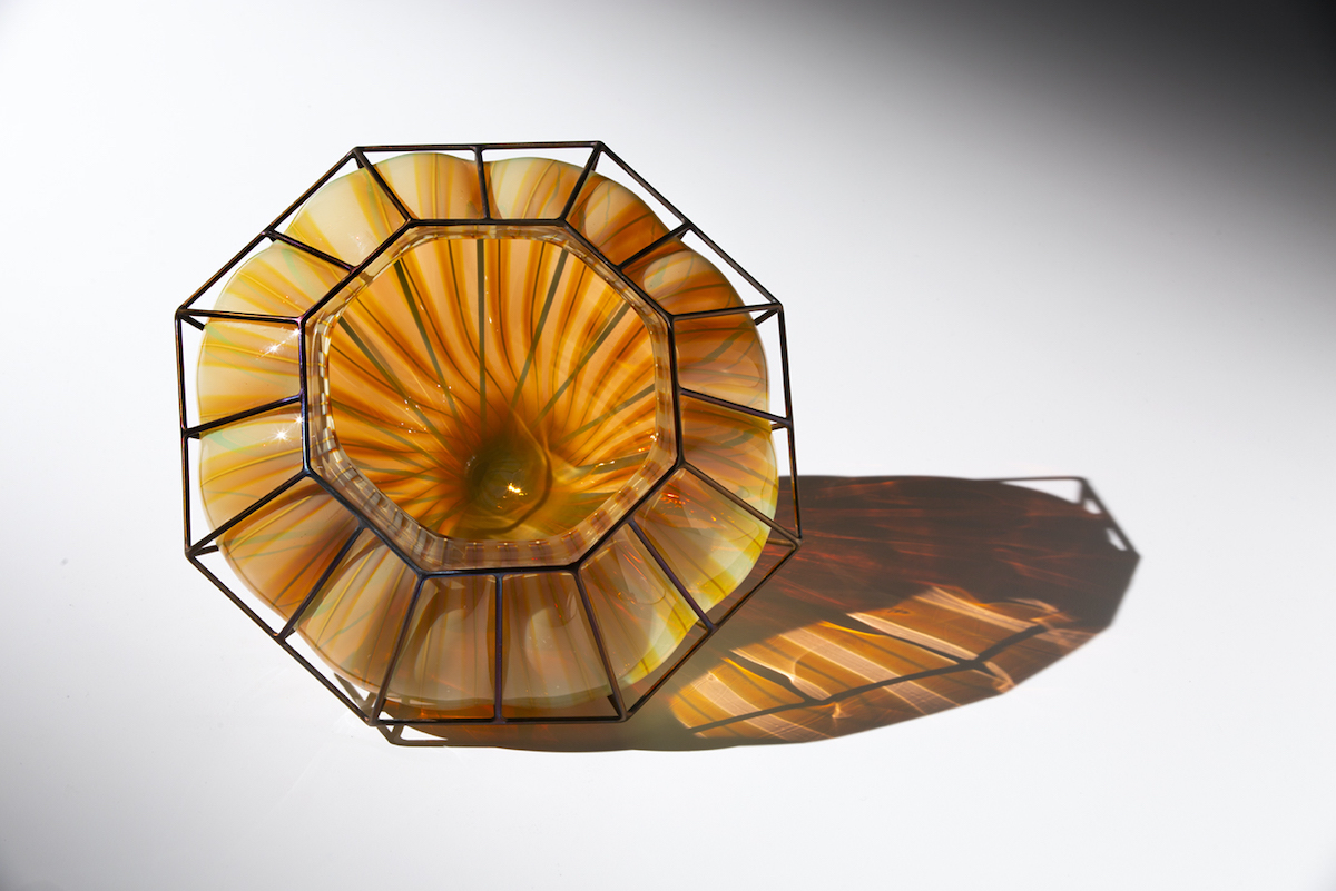 KT Hancock, Savvy Sunstone, Blown Glass & Stainless Steel, 12 x 12 x 10 in $3,000