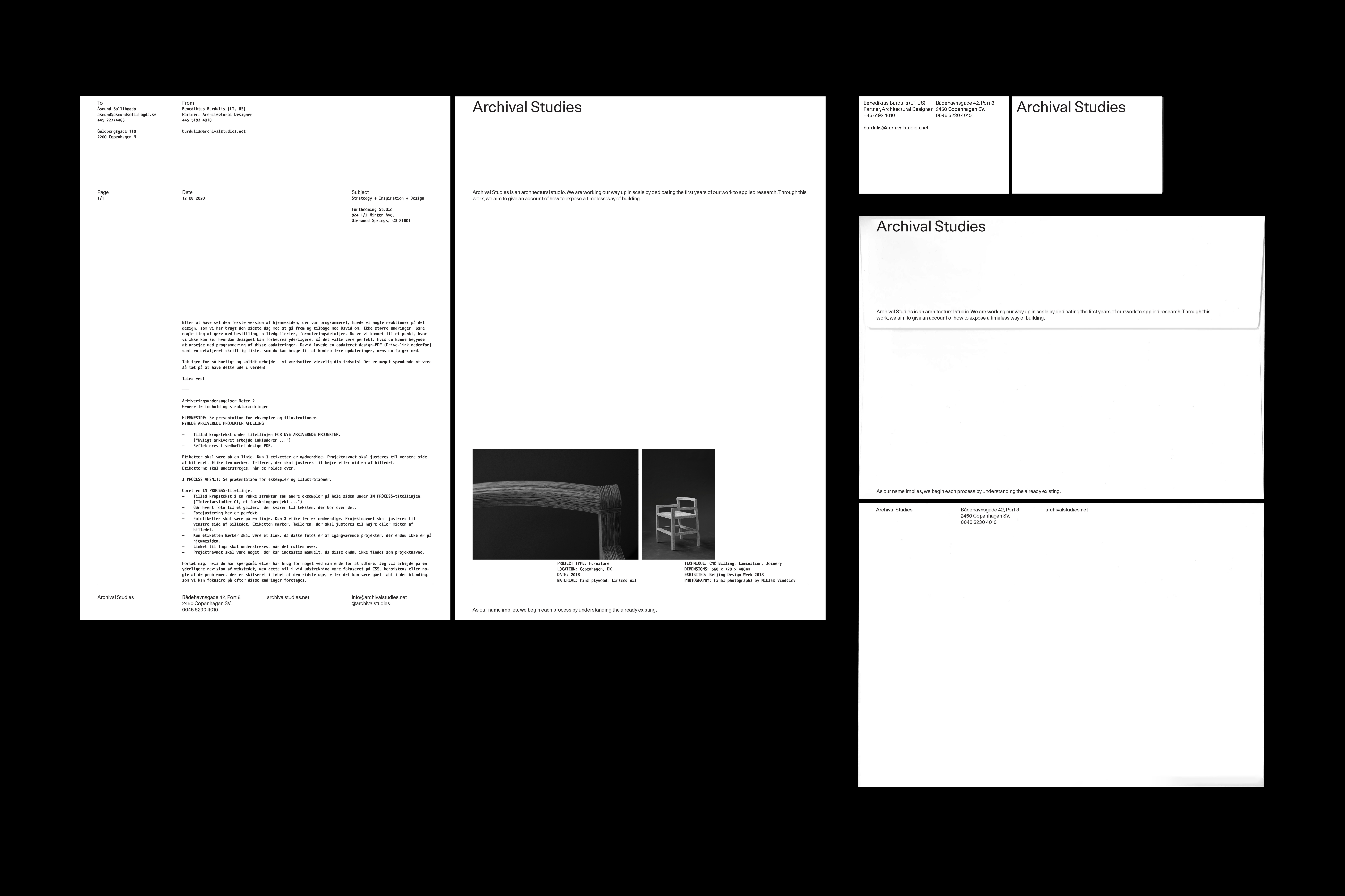 Identity for Danish Architecture Studio Archival Studies