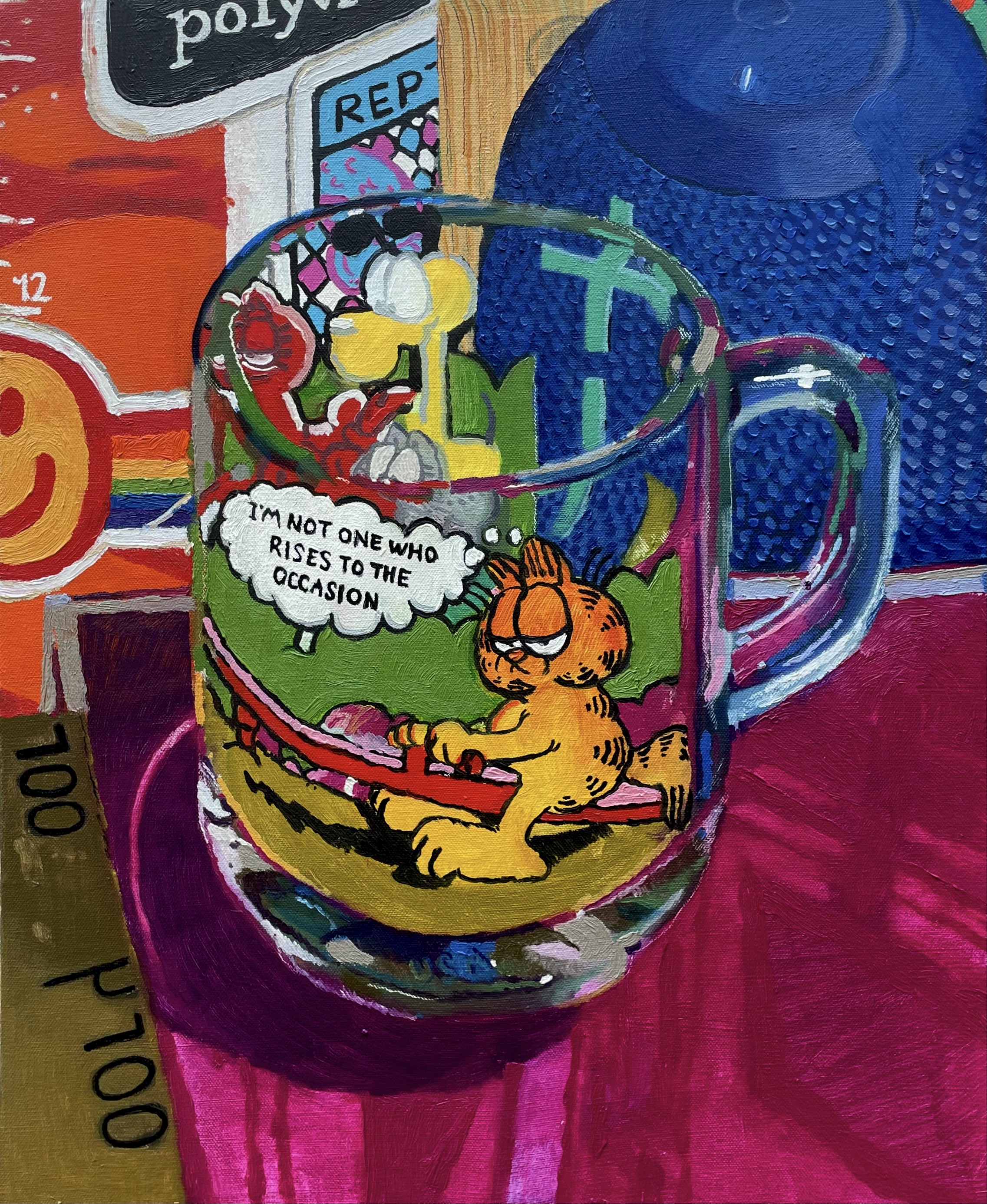 Heavy Metal Garfield. Oil on canvas, 18" x 22"